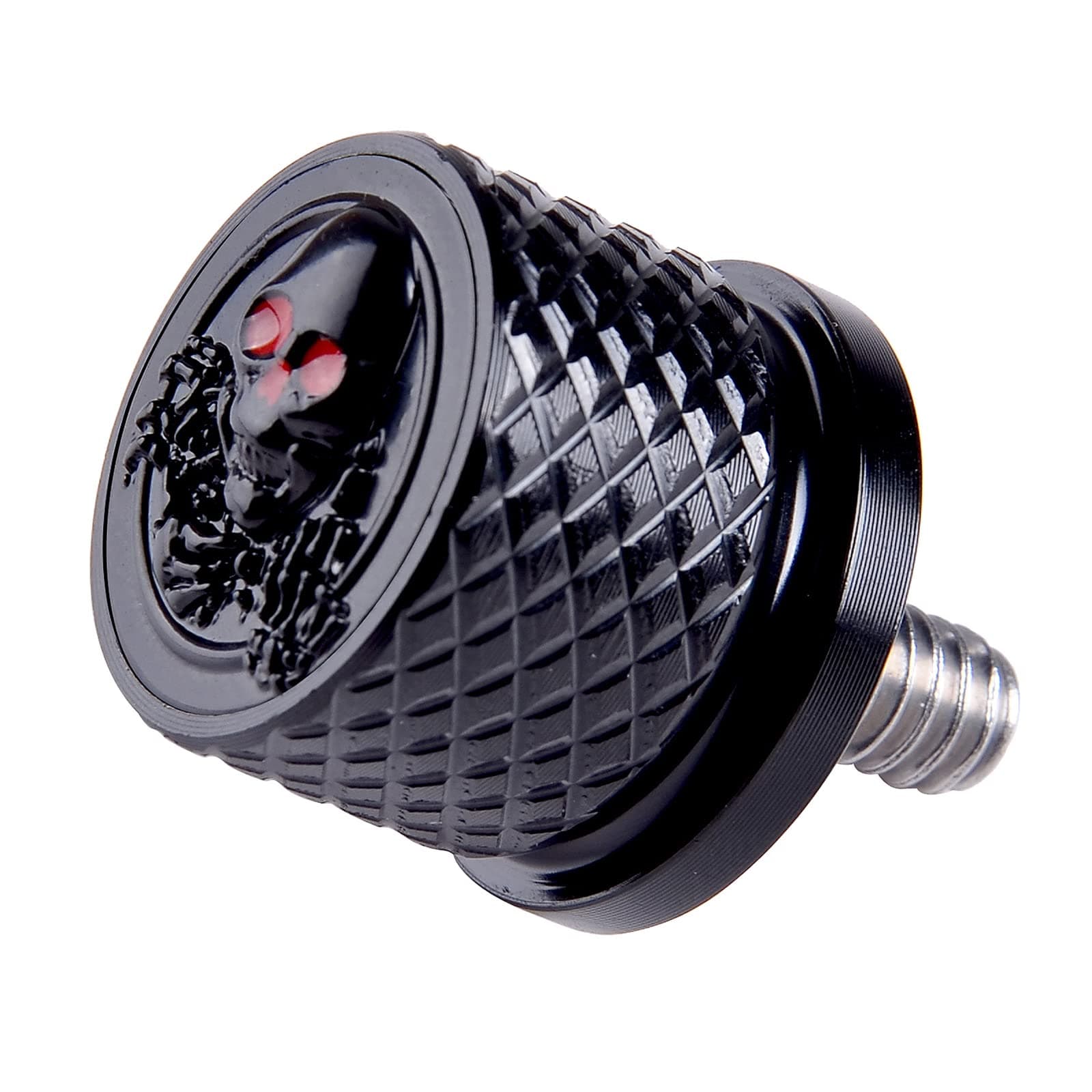 3D Rear Fender Seat Bolt Screw for Harley Dyna Sportster Softail Road Glide Street Touring King CVO Electra Iron 883 Bob 1996-2022 Thread 1/4"-20 Knurled Seat Nut Embossed Skeleton (Black)