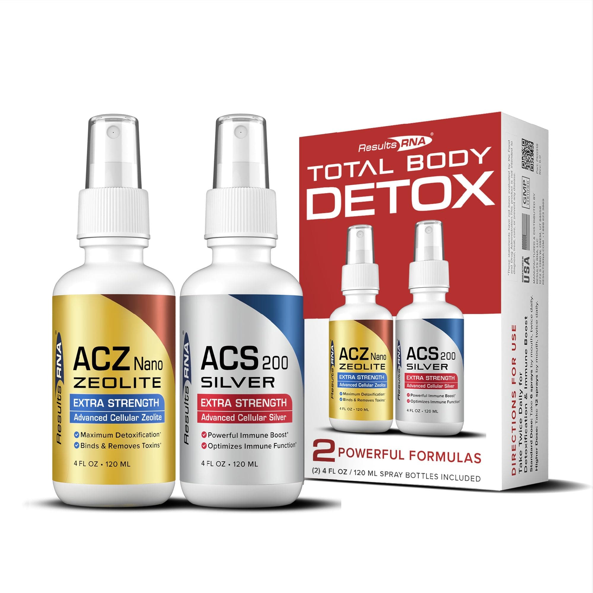Results RNA – Total Body Detox Extra Strength System – ACS 200 Silver & ACZ Nano Zeolite help to Detoxify & Boost Immunity (4 oz - 60 day)