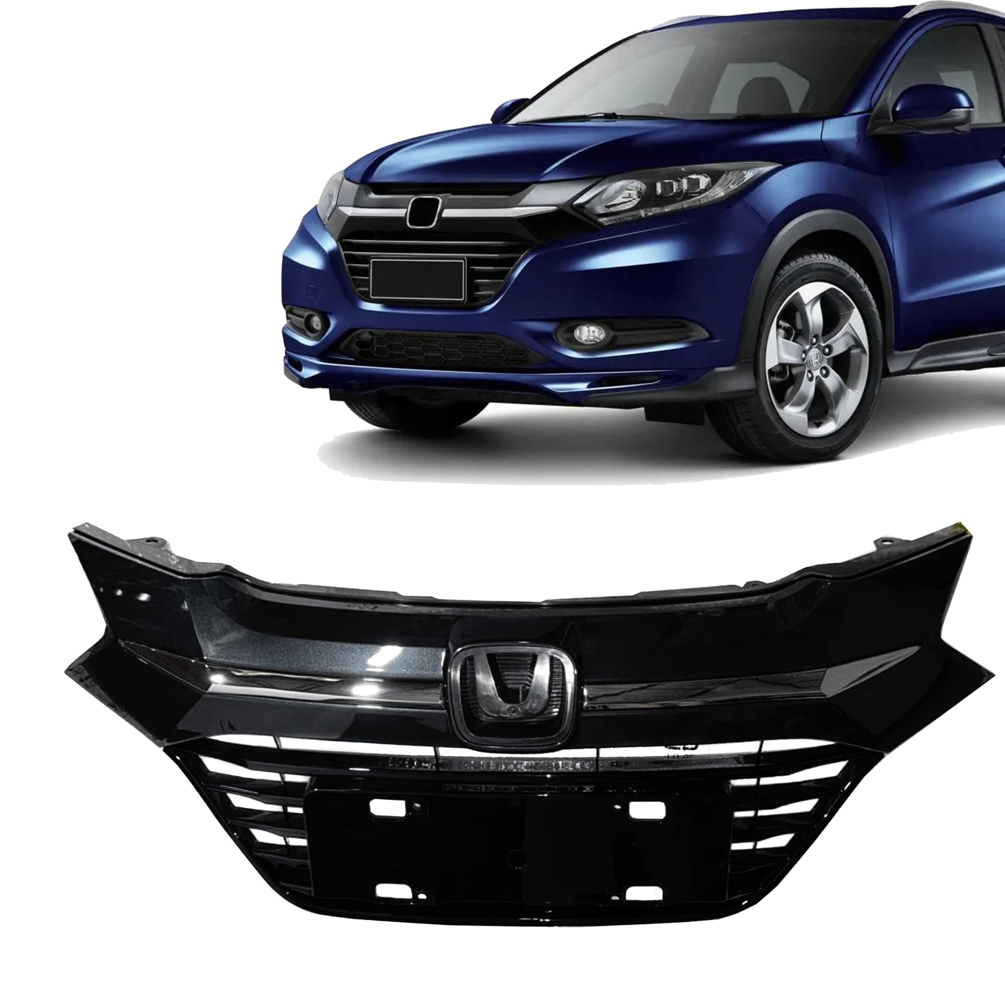 PartsFlow Front Bumper Grille Factory Style Black W/Chrome Grill Compatible With 2016 2017 2018 Honda HR-V Sport