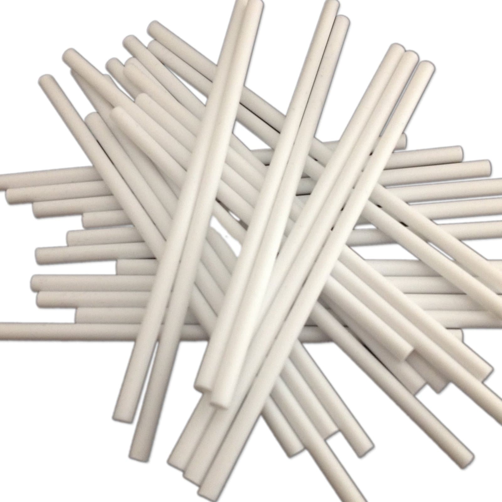 100 150mm (6") White Plastic Lollipop Sticks - Packed by The CandyRushTM Charity - Hollow Stick for Crafts Cake Pops Lollipops