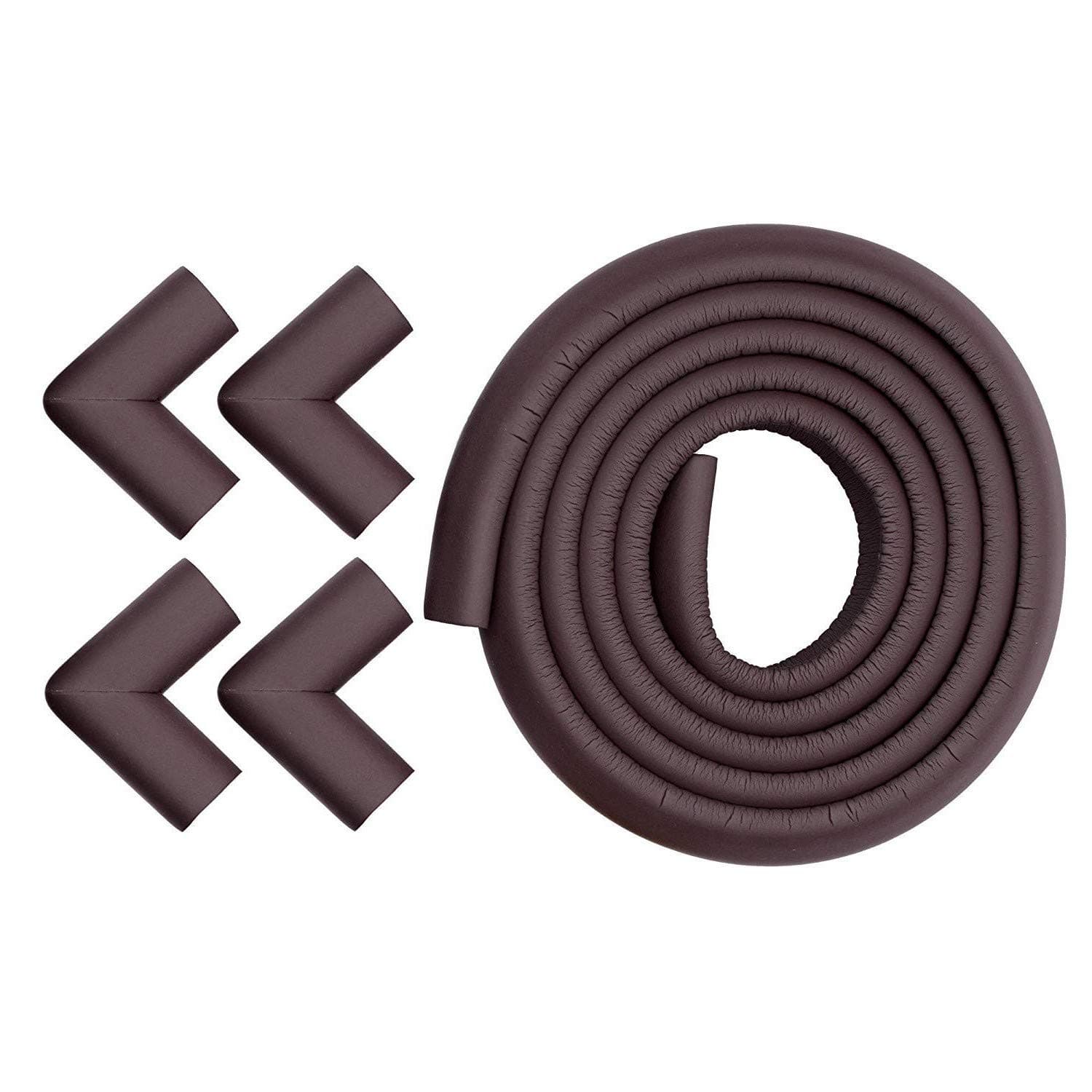 ShopCentre 2 Metre Child Safety Strip Cushion & Corner Guards with Strong Tape and 4 Corner Protectors (Brown)