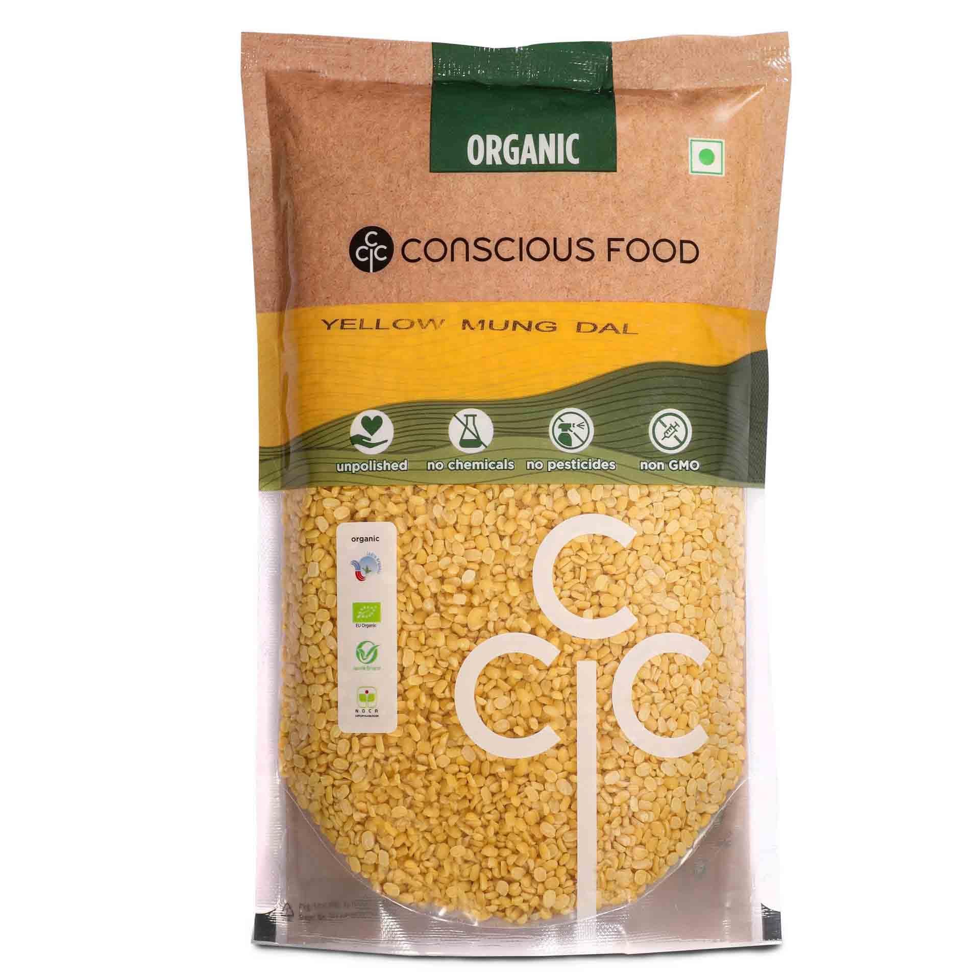 Organic Yellow Moong Dal | 1kg | Unpolished | Certified Organic | Mung Dal, Mug Dal, Yellow Lentils
