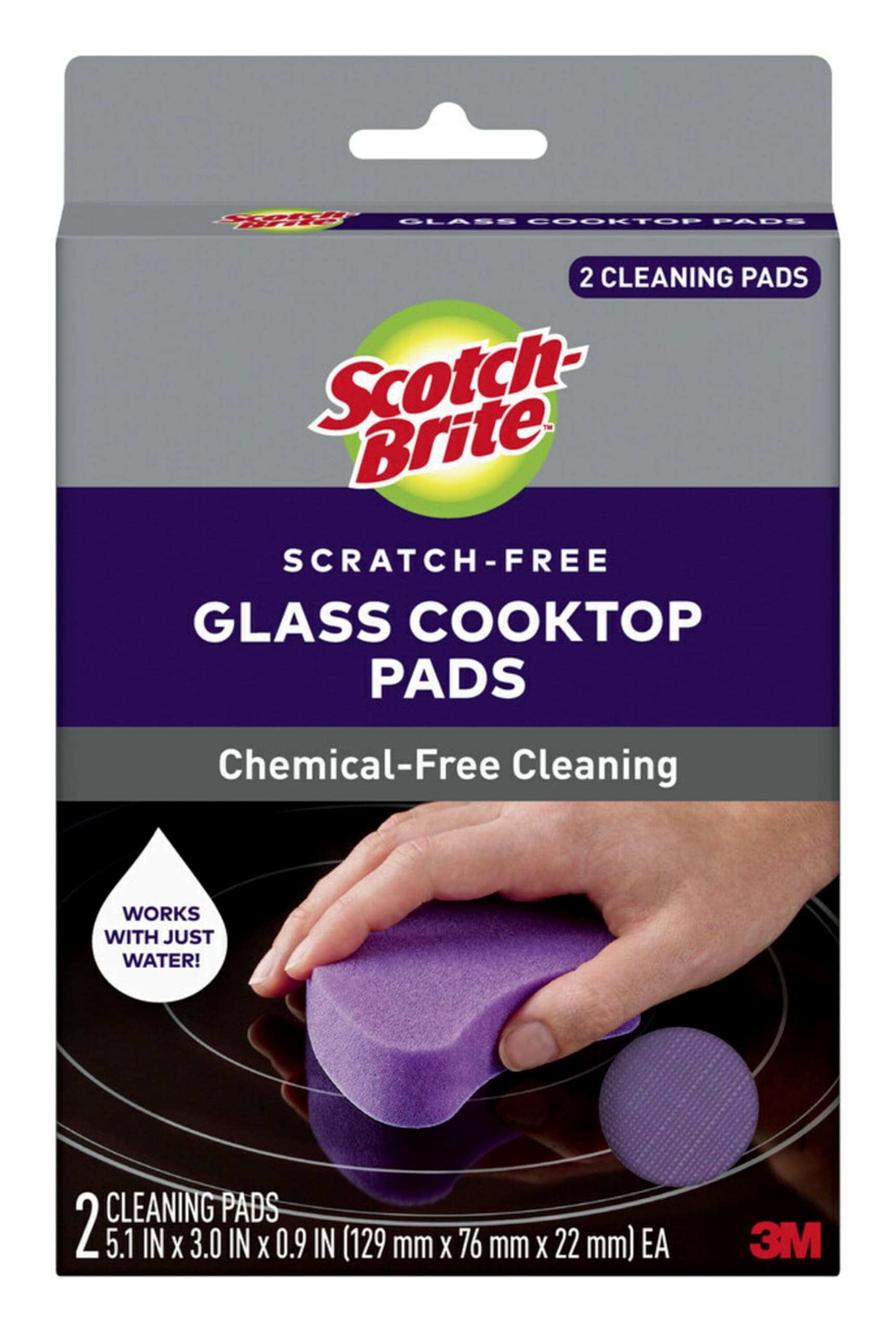 Scotch-Brite™ Glass Cooktop Pads , 5.1INx3.0 IN x0.9 IN , ( 129mm x 76mmx 22mm) EA