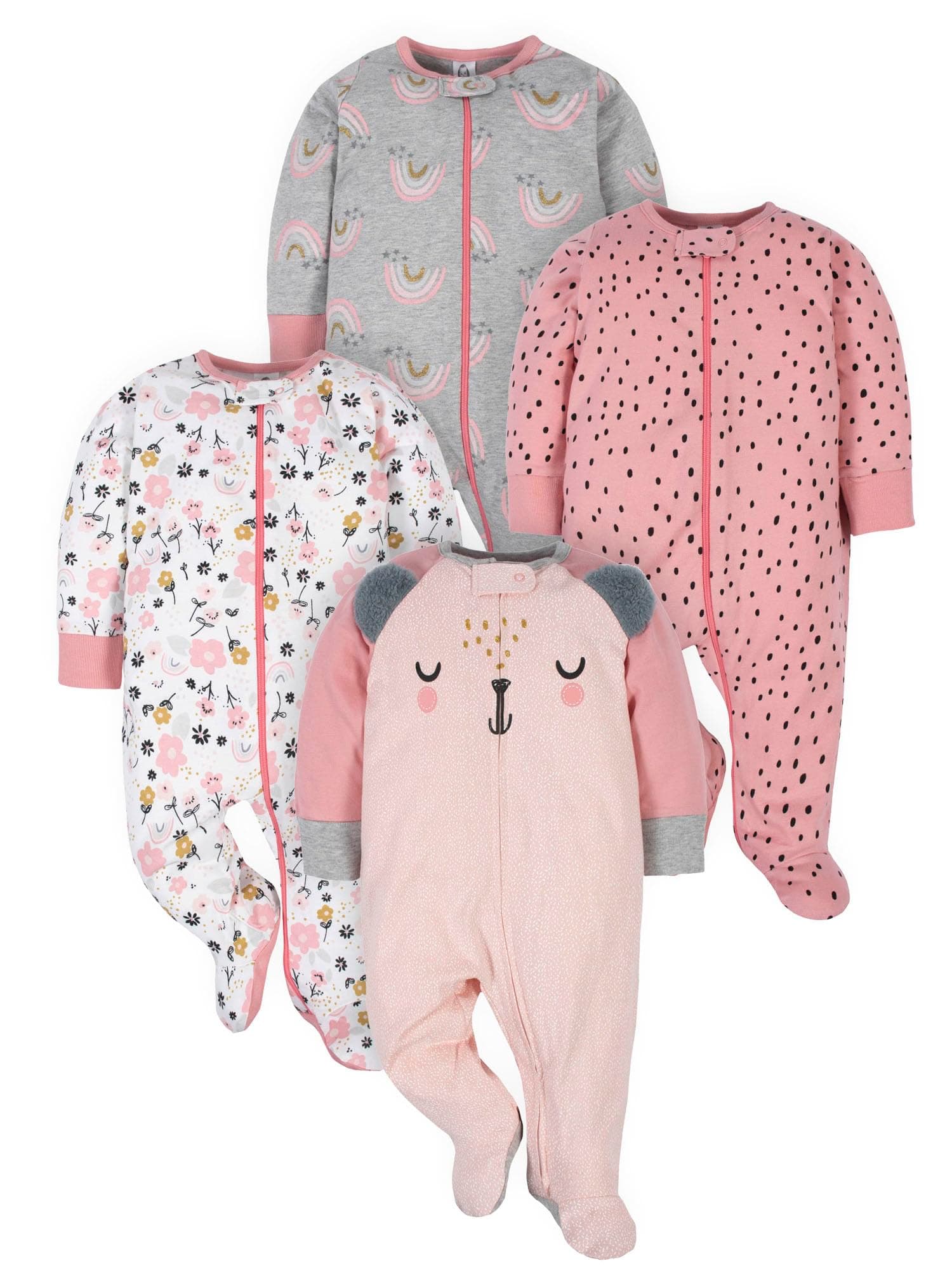 baby-girls 4 Pack Sleep N' Play Footie
