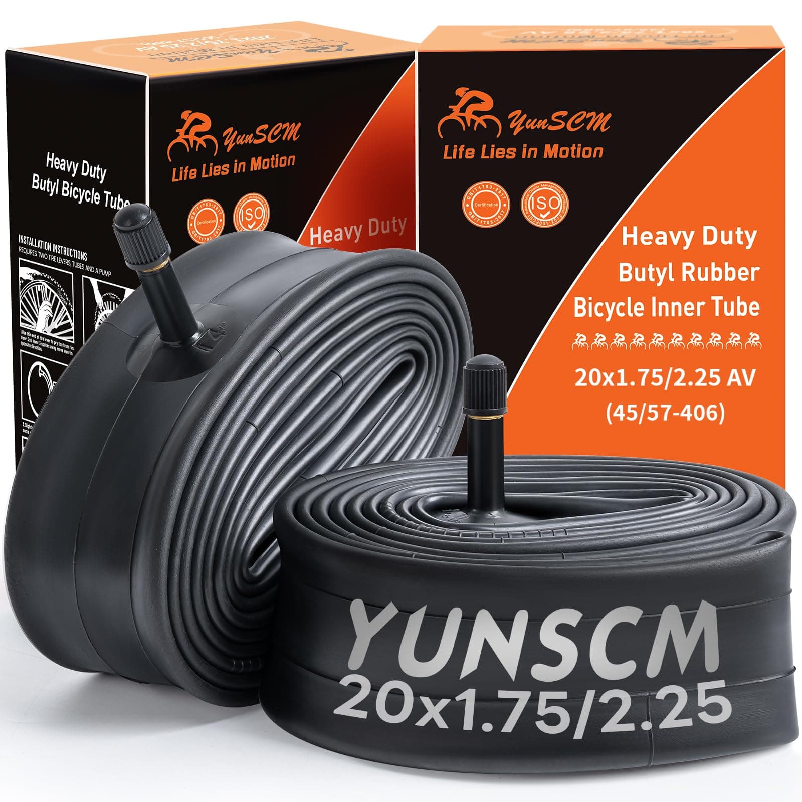 2 Pack 20 Inch Inner Tubes Replacement for 20x1.75/1.95/2.10/2.125 Schrader Valve MTB Bike Tire/Schrader Valve BMX Bicycle Inner Tubes