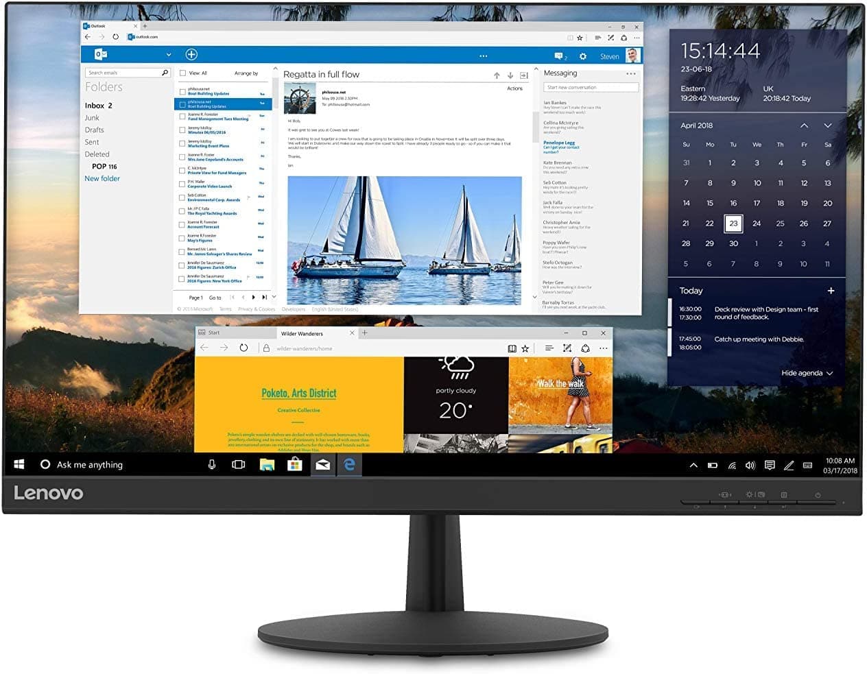 Lenovo L24q-30 23.8-inch QHD (2560 x 1440) LED Backlit IPS Monitor, FreeSync, Widescreen, 3-Side Narrow Bezels, 75Hz, 4ms, HDMI, DP, Title, VESA Mount