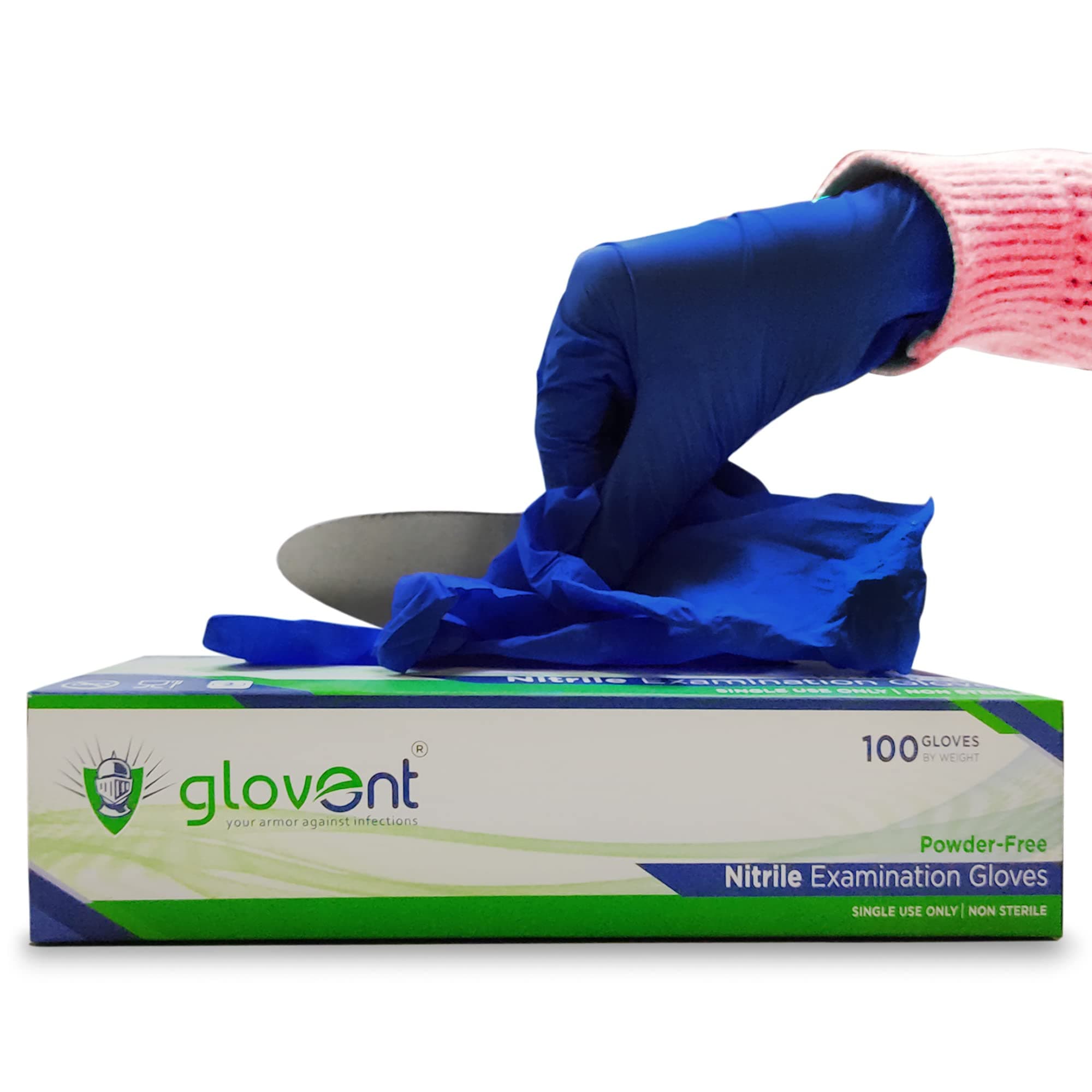 glovent Surgicals Diaposable Powder-Free Nitrile Gloves (Large, 100 Pieces / 50 Pairs) Blue