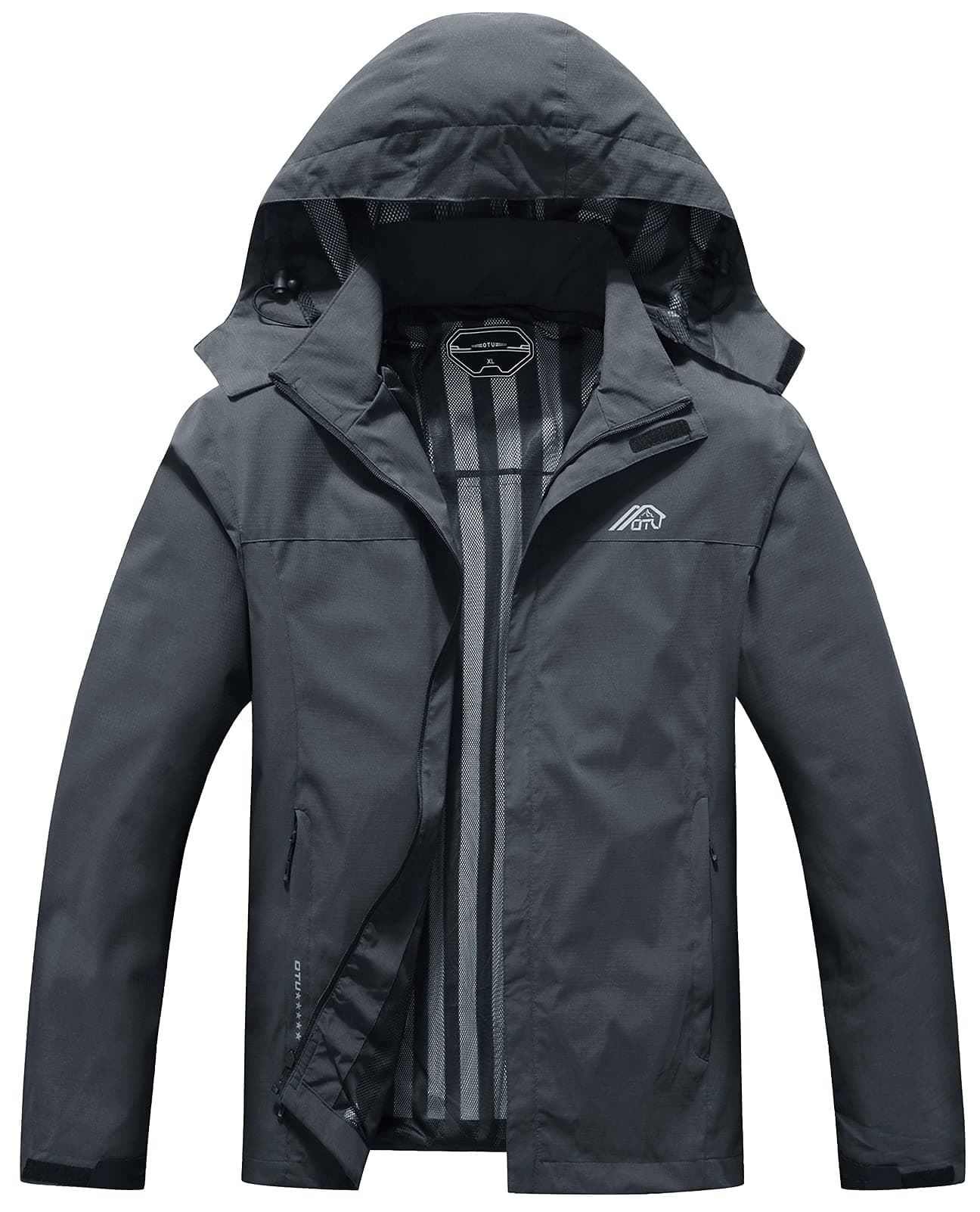 Men's Lightweight Waterproof Hooded Rain Jacket Outdoor Raincoat Shell Jacket for Hiking Travel