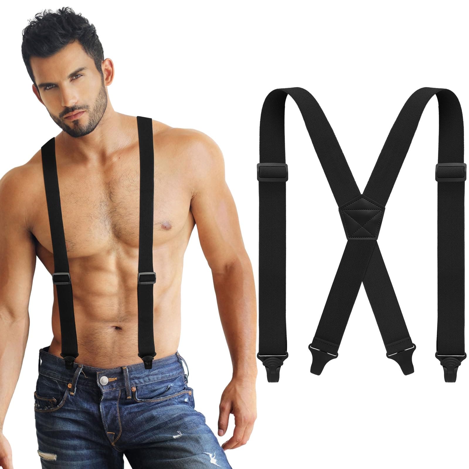 X Back Hidden Suspender 1.5 Inches Heavy Duty Airport Work Friendly Suspenders Under Clothing for Men Women