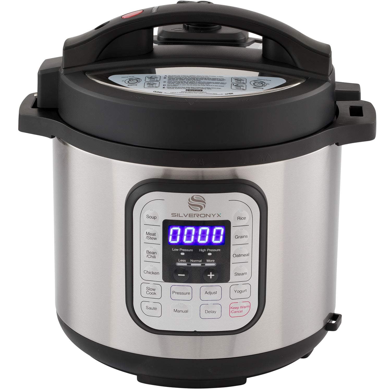 SilverOnyx 10-in-1 Programmable Pressure Cooker 6 Quarts with Stainless Steel Pot, Steamer & Warmer, Recipe Book Included. Instant Pressure Cook, Slow Cook, Sauté, Rice Cooker, Yogurt Maker - 6 Quart