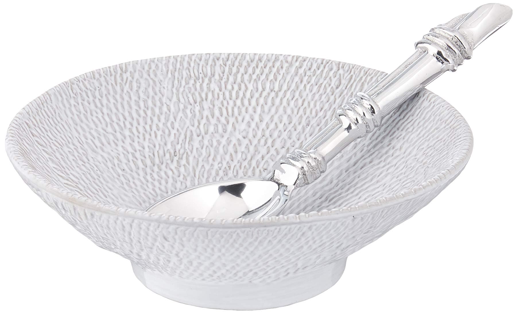 Mariposa Mustique Ceramic Canape Plate with Rattan Spoon, Grey