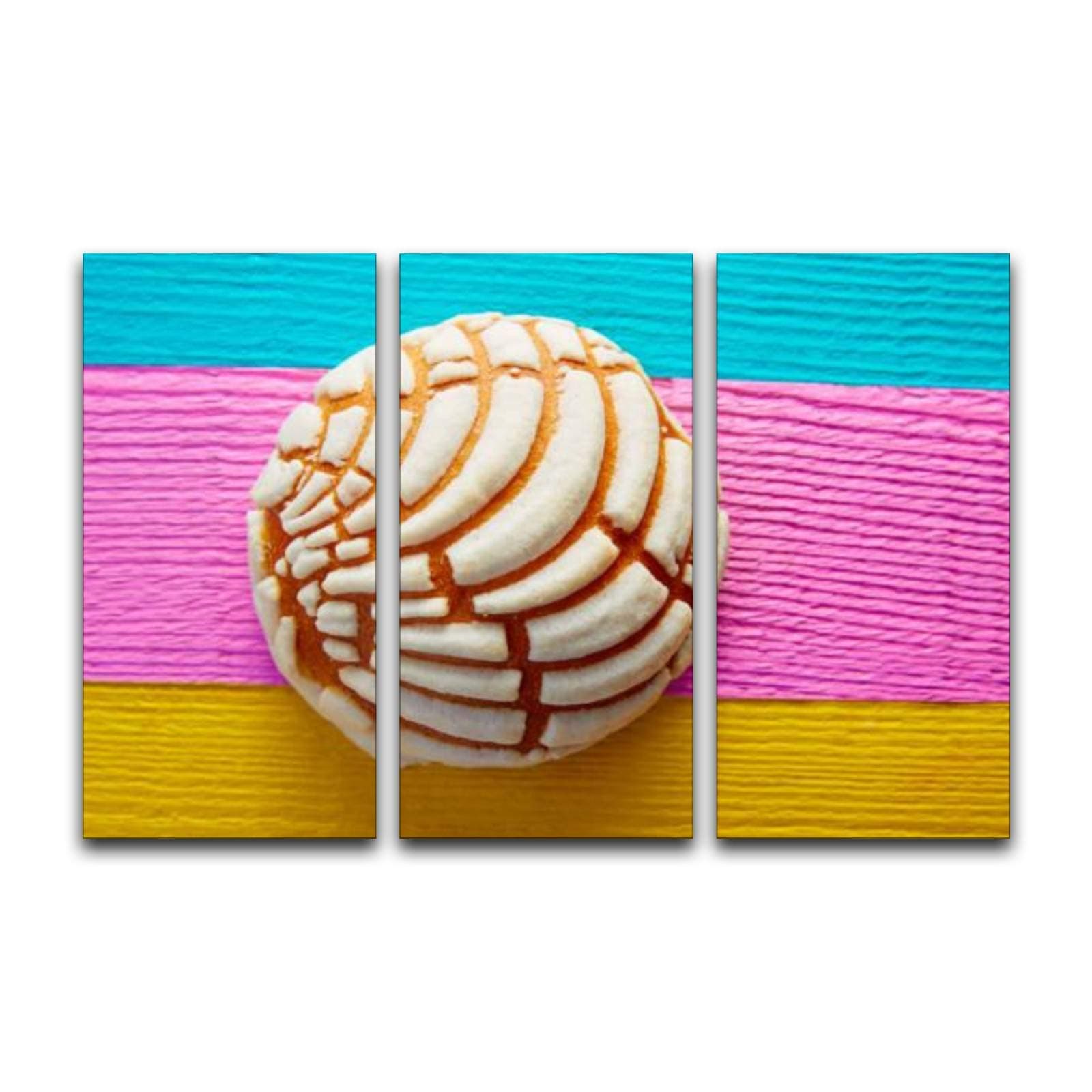Gisas Enall 3 Piece Canvas Wall Art-Conchas Mexican Sweet Bread Traditional-Art Painting Posters Pictures Print Home Decor Modern Artwork for Living Room Bedroom 16"x31.5"
