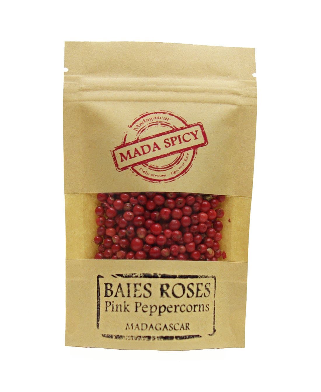 Madagascar whole pink peppercorns 2.5 oz in eco-friendly zippable bag. “Grade A gourmet quality”