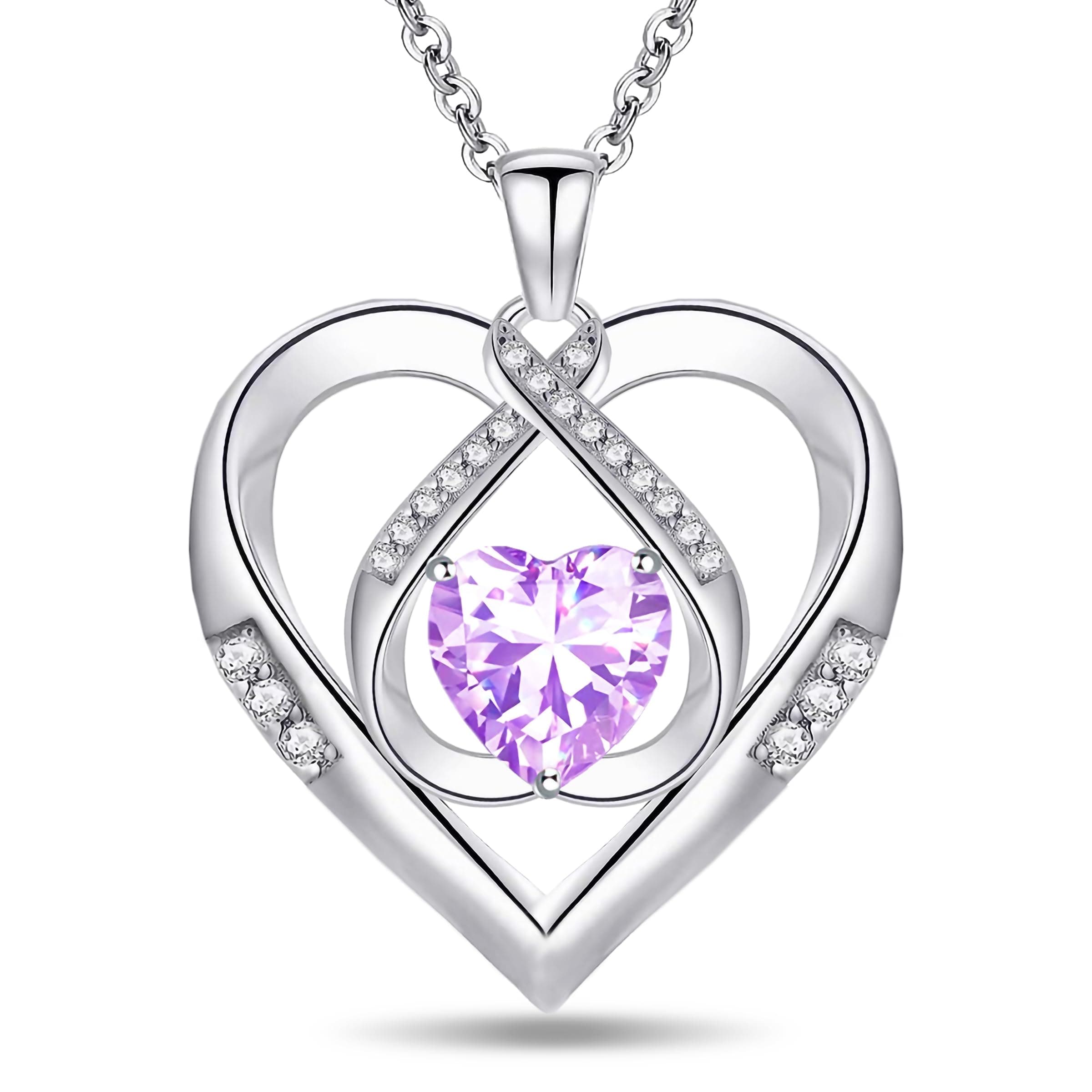 Emma Manor EM925 Sterling Silver Pendant Necklace for Women 5A Flawless Heart Shape Brilliant Cut Cubic ZIrconia,Jewellery Gift for Wife Girlfriend