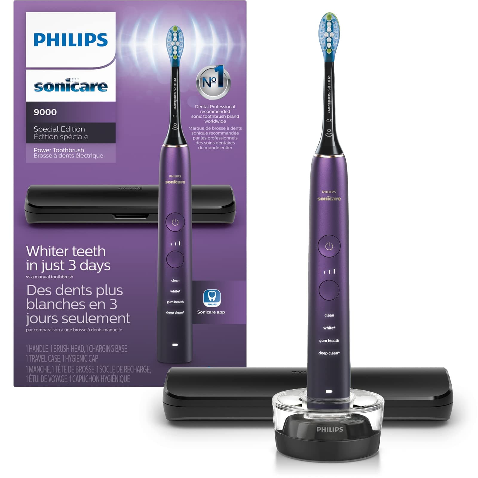 9000 Special Edition Rechargeable Toothbrush, Black/Purple, HX9911/91
