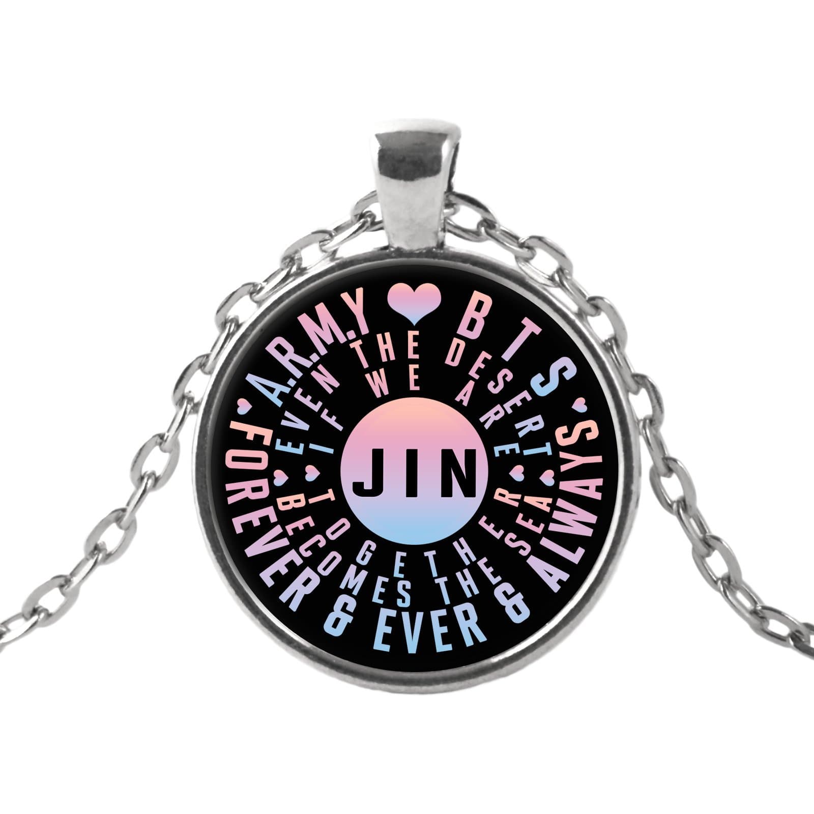 Ceqstar A.R.M.Y Love BTS Forever and Always (Jin) - 18” Adjustable Chain Necklace (Necklace - Nickel)