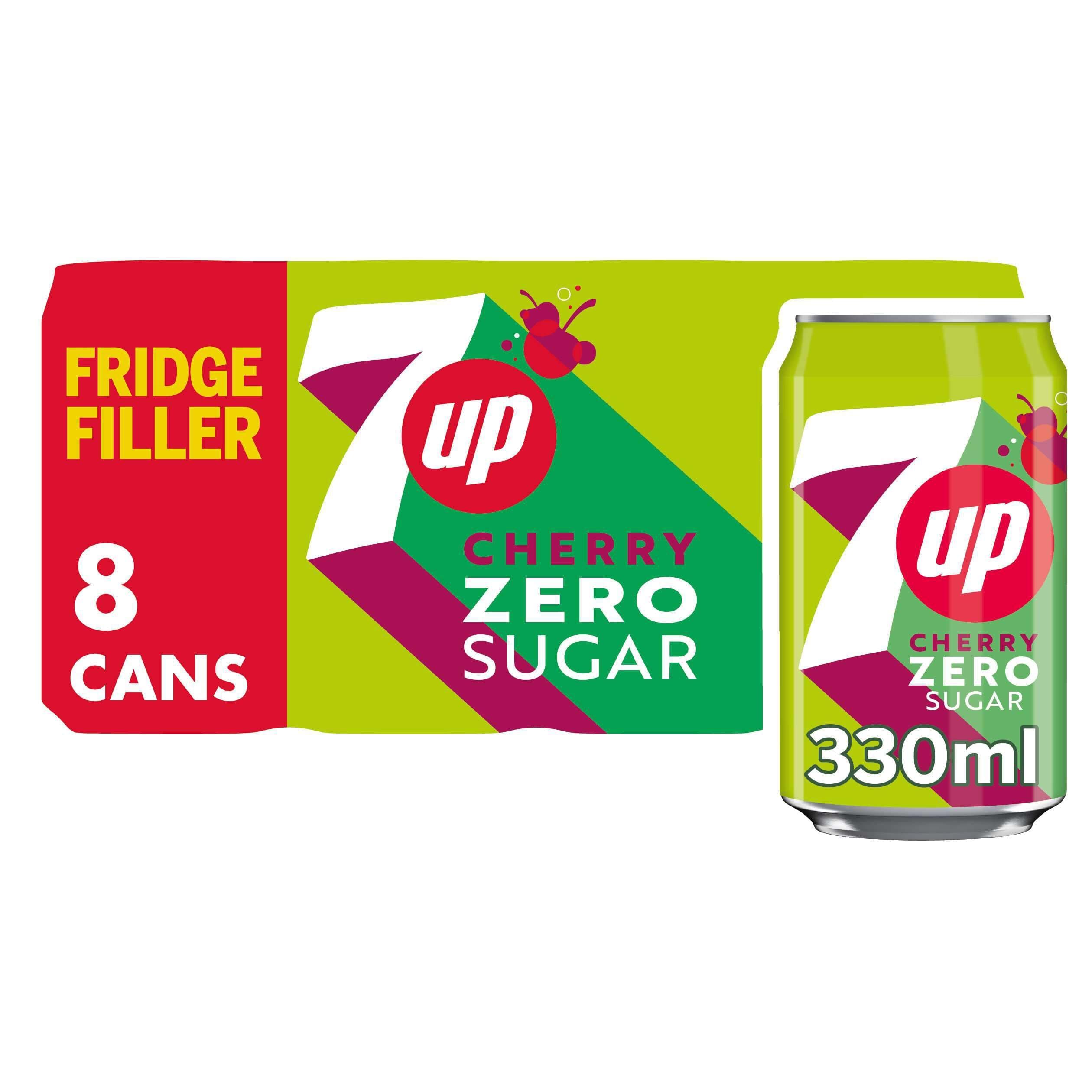 7UP Cherry, zero sugar, 8 x 330ml