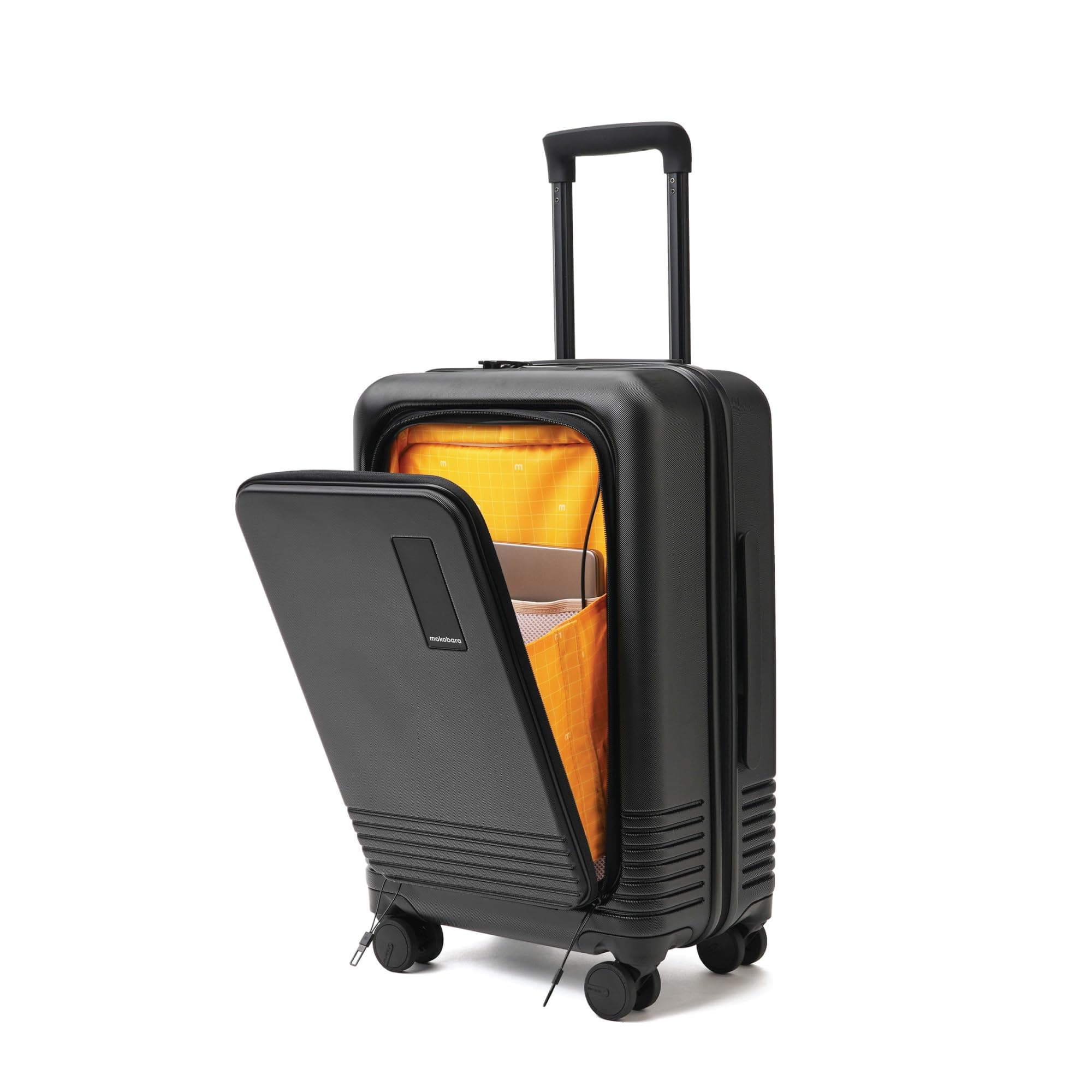 MOKOBARA The Cabin Pro Luggage 58cms Cabin Size German Makrolon Poly-Carbonate Hard Sided 8 Hinomoto Wheels Suitcase Trolley (Black)