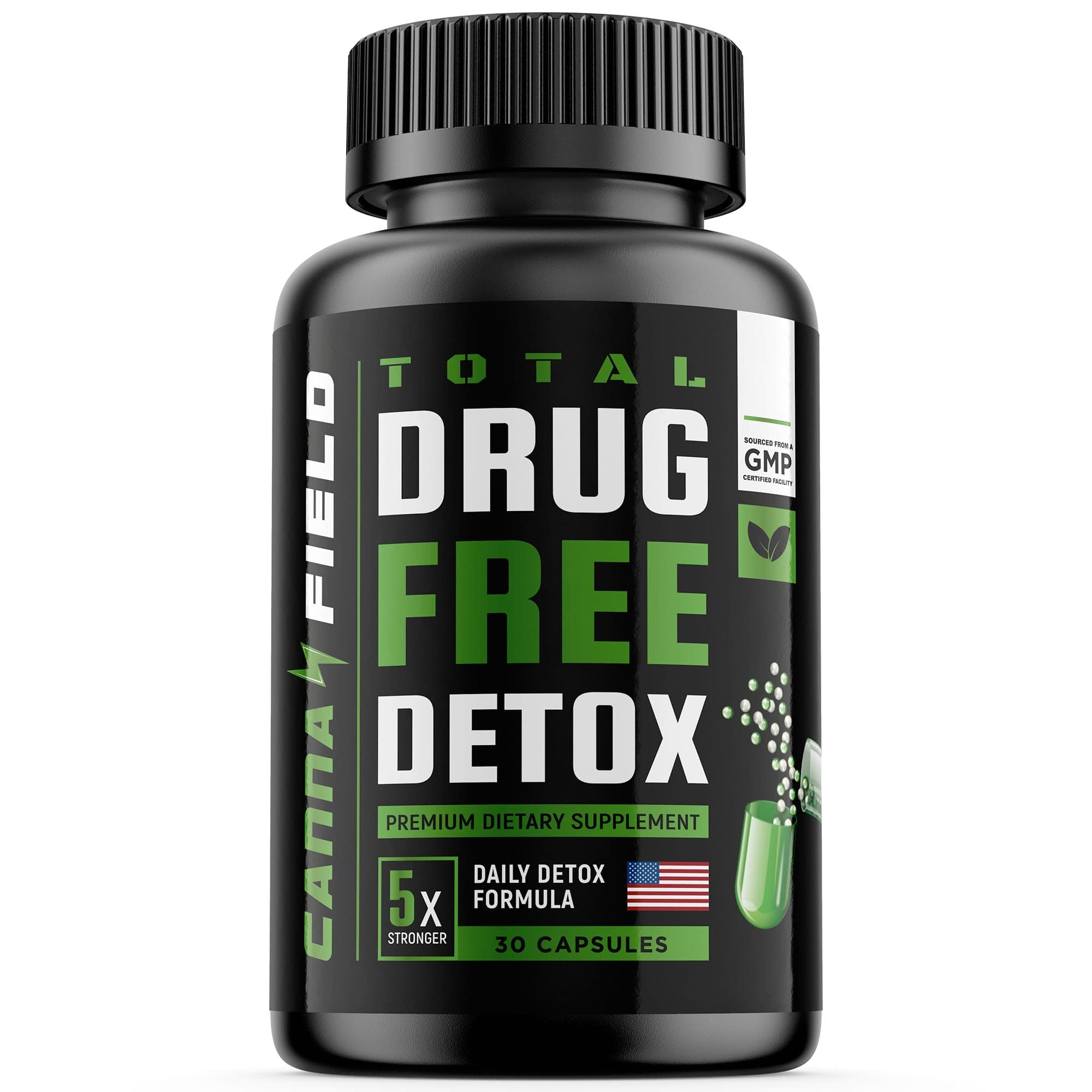 CANNA FIELD Detox and Liver Cleanse - USA Made - 5-Days Natural Toxins Remove – Best Pills to Pass Test - Premium Detox Supplement - 30 Capsules
