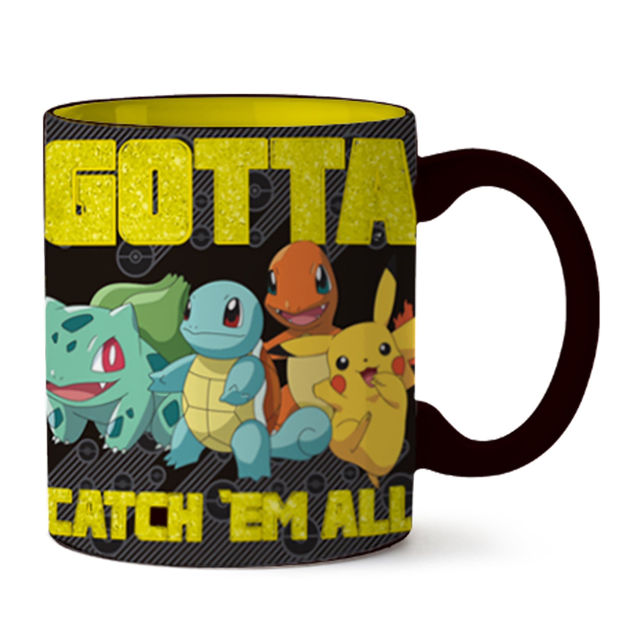 Silver Buffalo Pokemon Starts Gotta Catch 'em All Glitter Ceramic Mug, 14-Ounces, 1 Count (Pack of 1), Black and Yellow