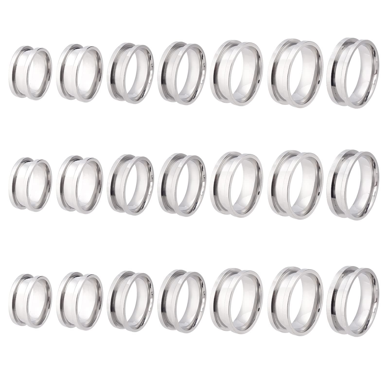 UNICRAFTALE Blank Ring Stainless Steel Finger Ring Grooved Core Inlay Ring for Resin Round Empty Ring Blanks for Jewelry Making