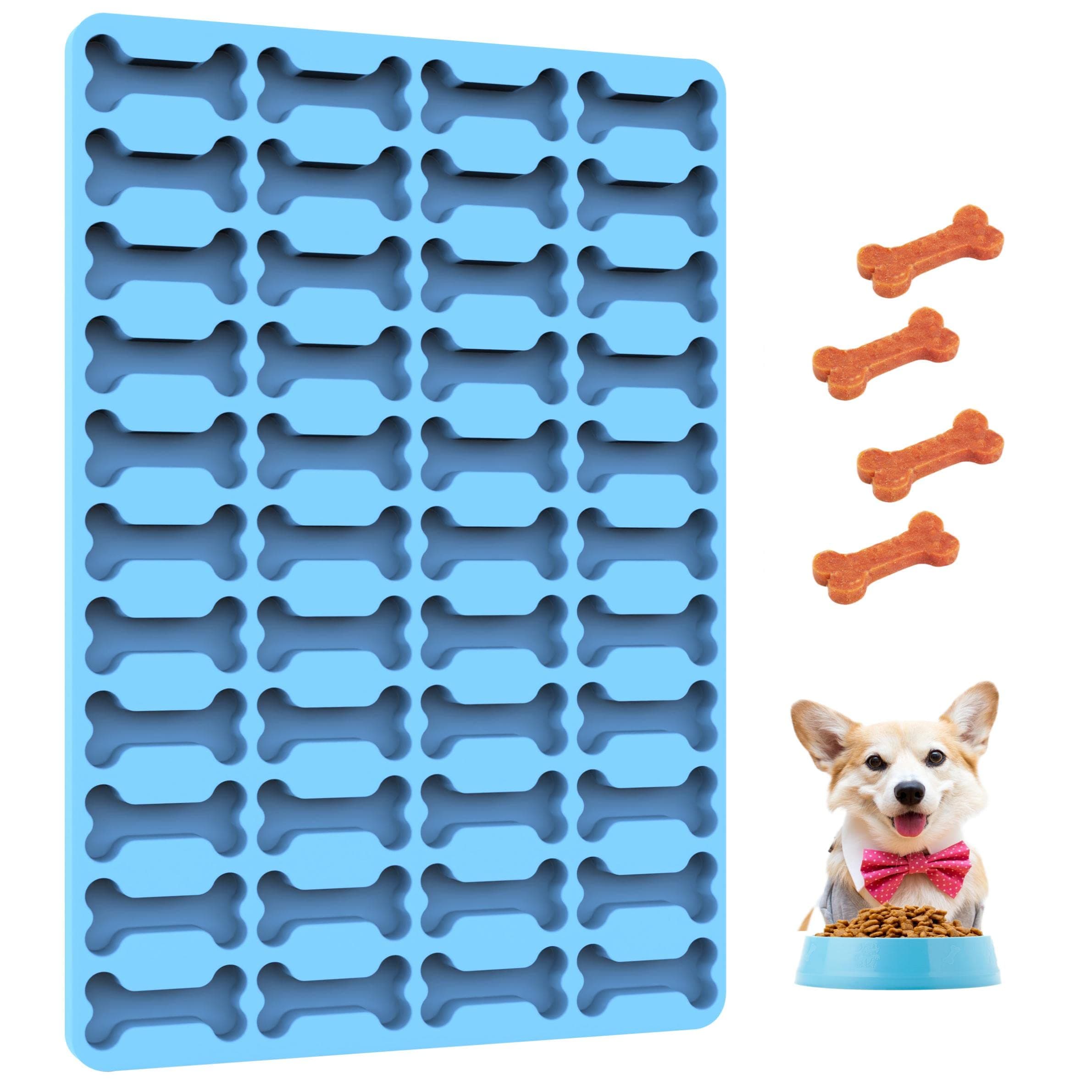 Dog Treat Molds Dog Bone Silicone Molds with Scraper, Dog Biscuit mold for Baking and Freezing(1 PCS bone)