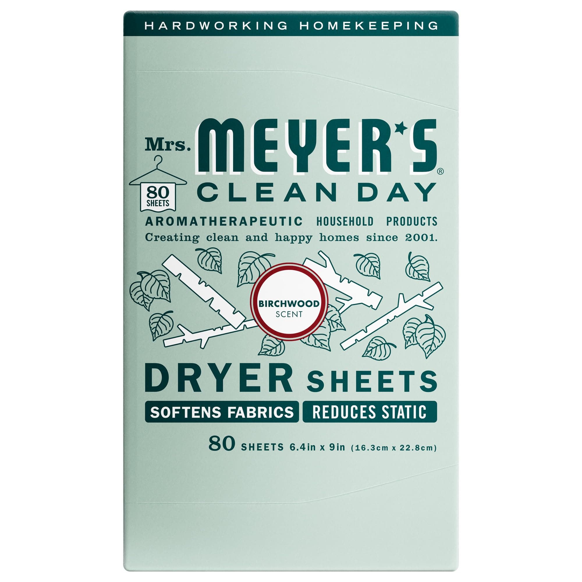 CLEAN DAY Dryer Sheets, Fabric Softener, Reduces Static, Infused with Essential Oils, Birchwood, 80 Count