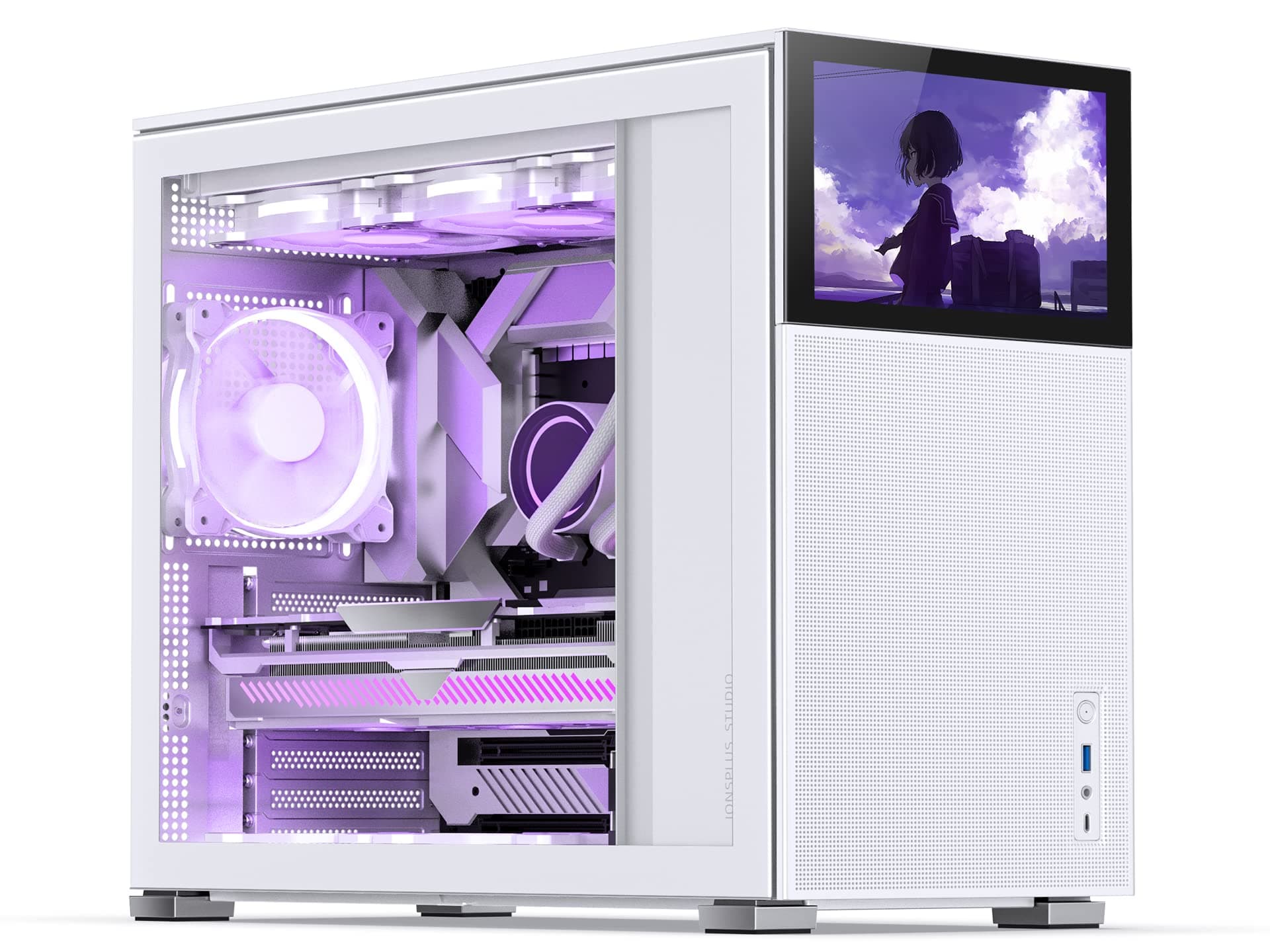 D41 MESH SC White ATX Computer Case with Screen, Mid Tower Chassis, Supports RTX 4090 GPU Up to 400mm, 360/280 AIO, Power ATX/SFX: 100mm-220mm, Multiple Tool-Free Design