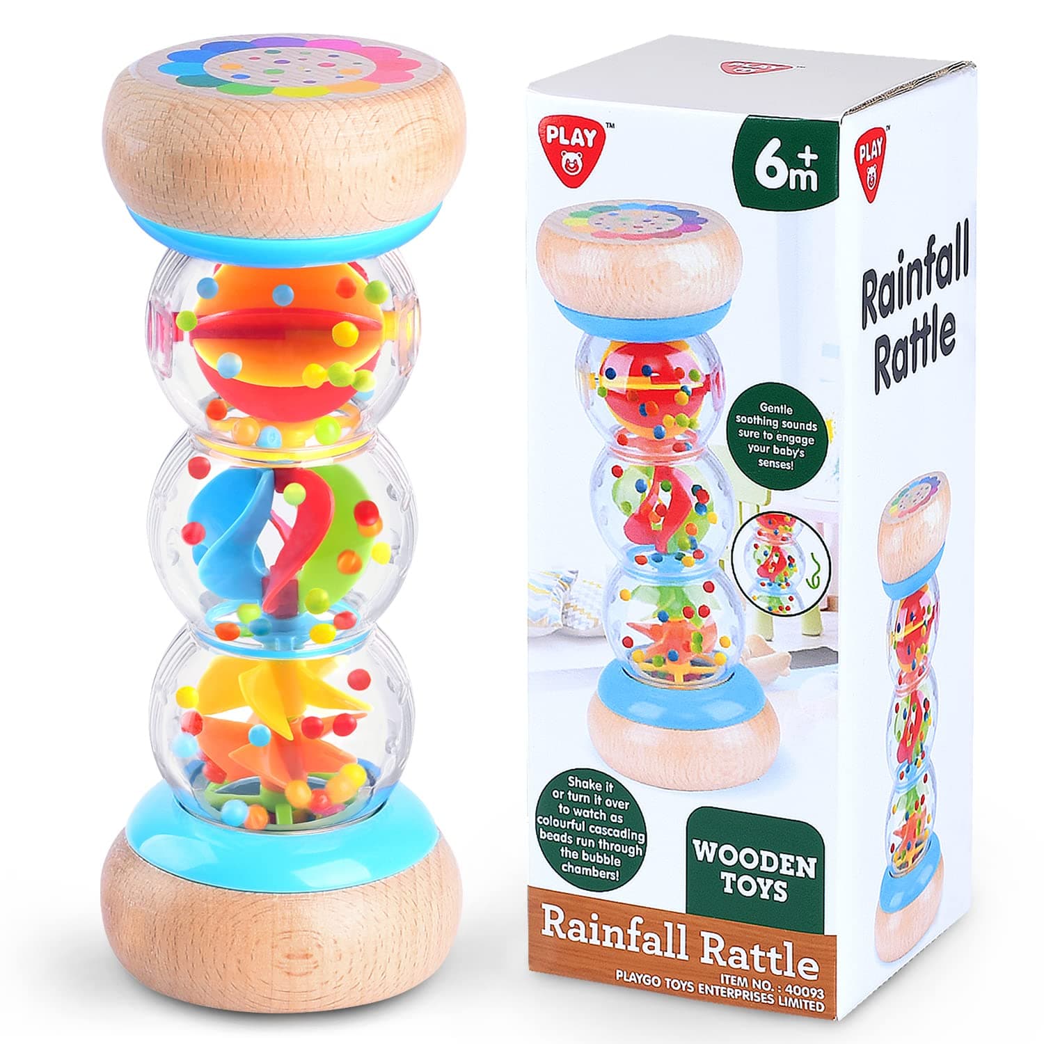 Rainmaker - Montessori Baby Toys for 6-12 Months 1 Year Old, Newborn Baby Rattle Shaker Sensory Toy, 7 inch Wooden Rain Stick Baby Musical Toys for 6 7 8 9 10 Month Infant Toddlers Gift