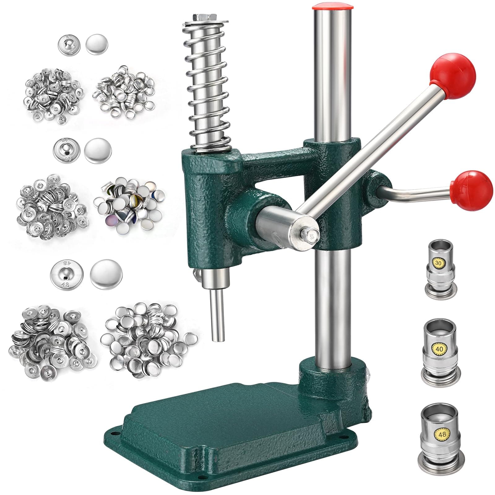 Soiiw Fabric Button Maker Kit Handmade Cloth Covered Button Maker Punch Press Button Machine DIY Tool with 3 Molds (diameters 18, 25, 30mm) and 300 Pcs Buttons