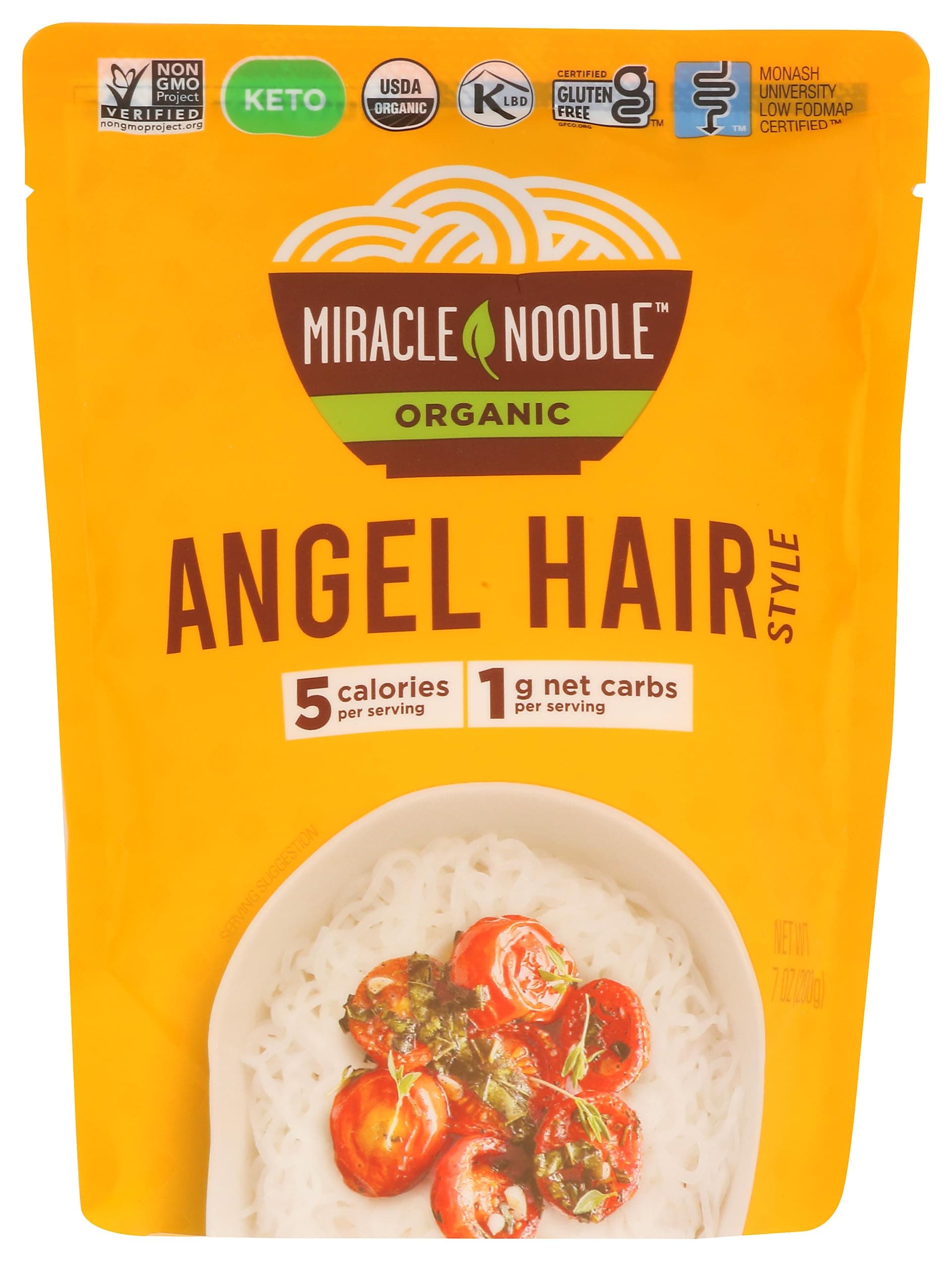 MIRACLE NOODLE Organic Plant Based Angel Hair Noodles, 7 OZ