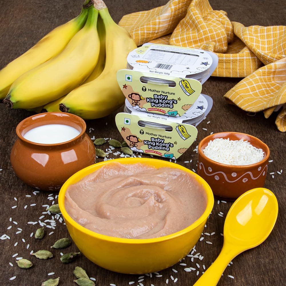 Mother Nurture Baby King Kong's Pudding-Rice&Banana-Stage 2-Baby Food(Pack Of 6)100G