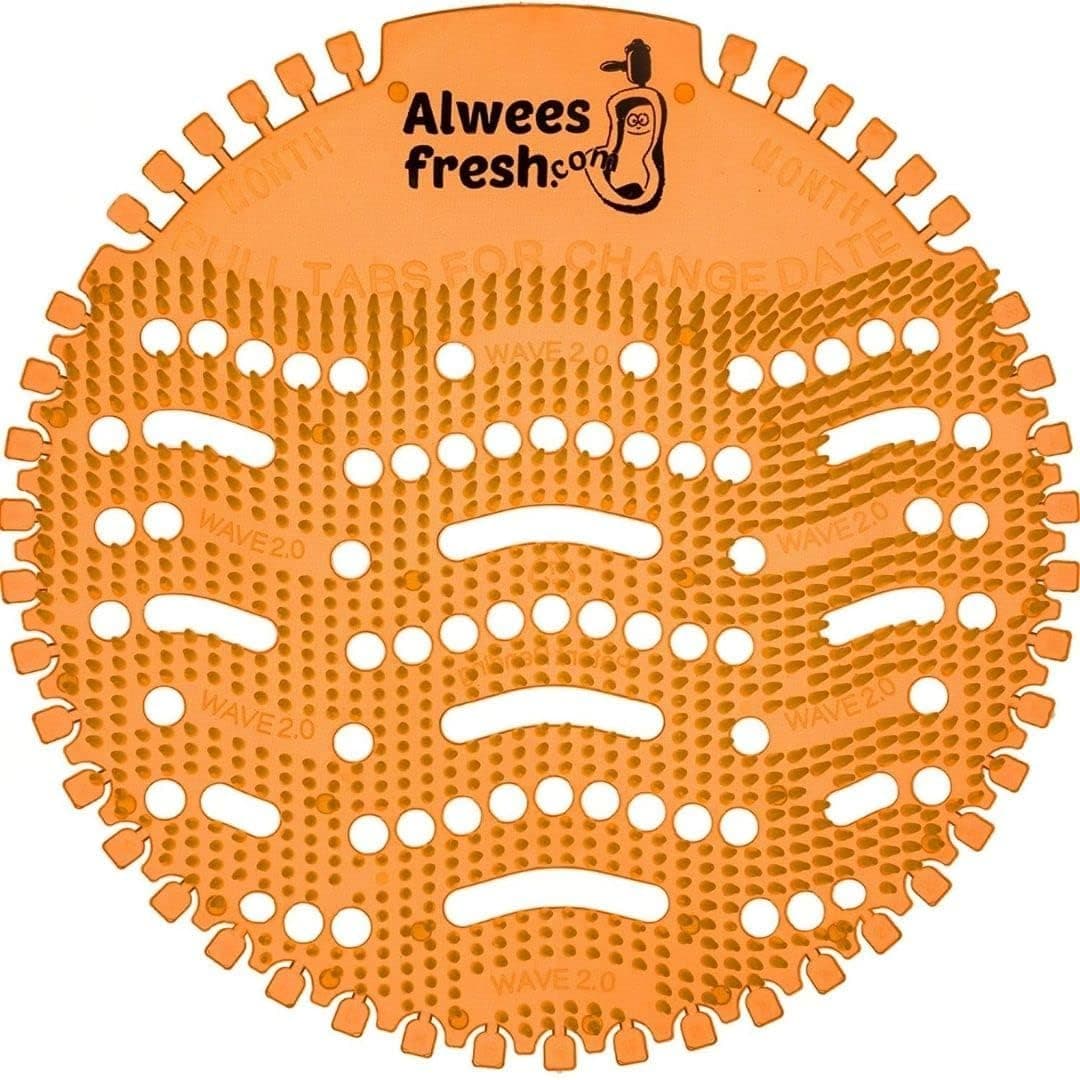 Alwees Fresh Urinal Screens, Splash Mats, Urinal Deodoriser - 10 Pack - Fits Most Top Urinal Brands & Waterless. Anti-Splash & Odour Neutraliser … (mango)