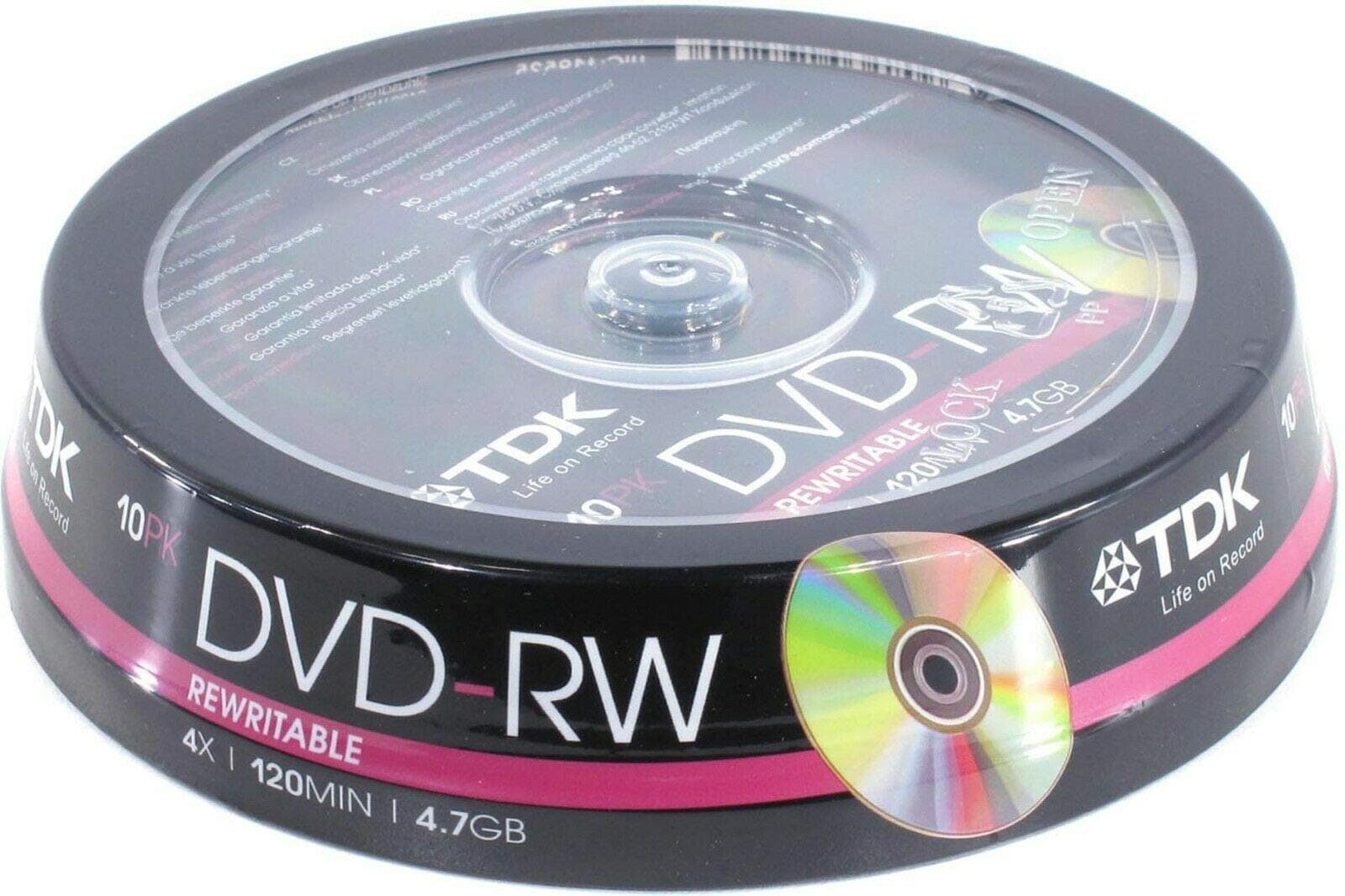 50 x TDK Blank DVD-RW Disc (4x 120min 4.7GB) Video/Data DVD Re-Writable