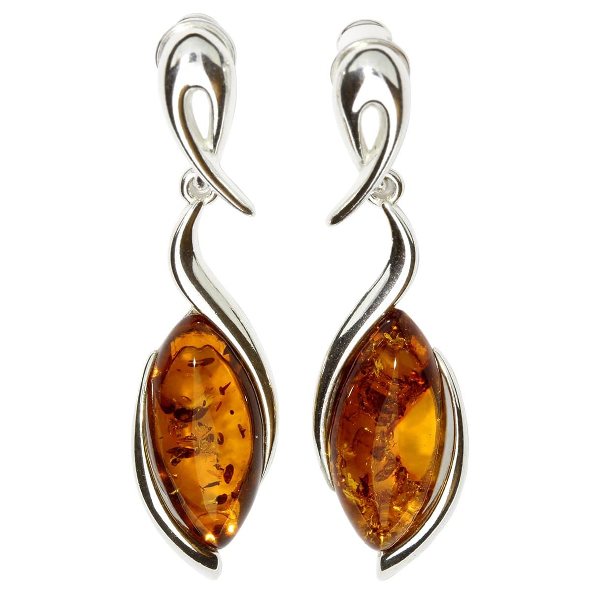 InCollections 0010260048501 Women's Earrings - 925/1000 Sterling Silver with Amber