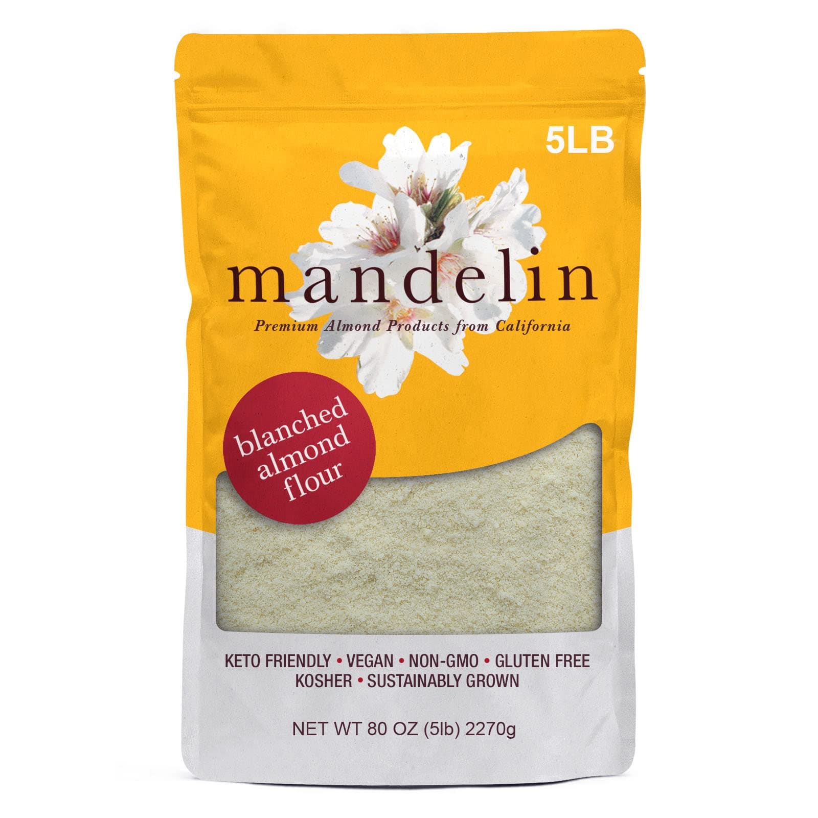 Mandelin Grower Direct Blanched Almond Flour (5 lb), Non-GMO, Gluten Free, Vegan, Keto Plant Based Diet Friendly