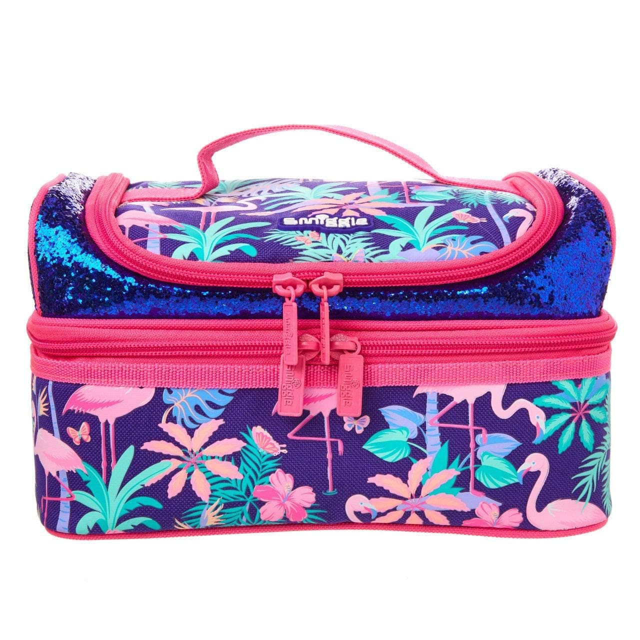 Smiggle Paradise Kids School Double Decker Lunchbox for Girls & Boys with Carry Handle & Dual Compartments