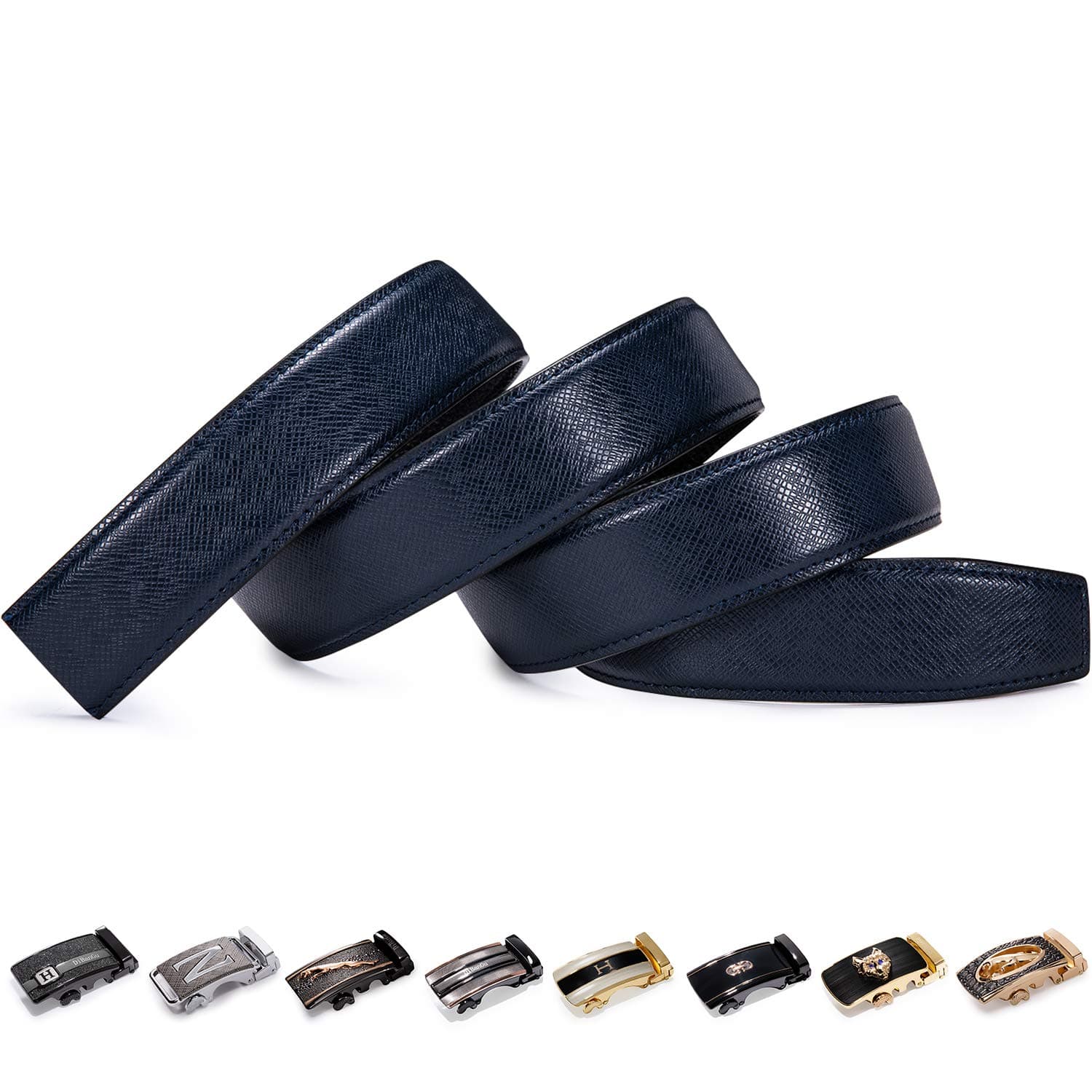 Barry.WangRatchet Belt Buckle Strap Replacement 1 3/8”,Leather Belt Straps for 40MM Slide Click Buckle,Trim to Fit