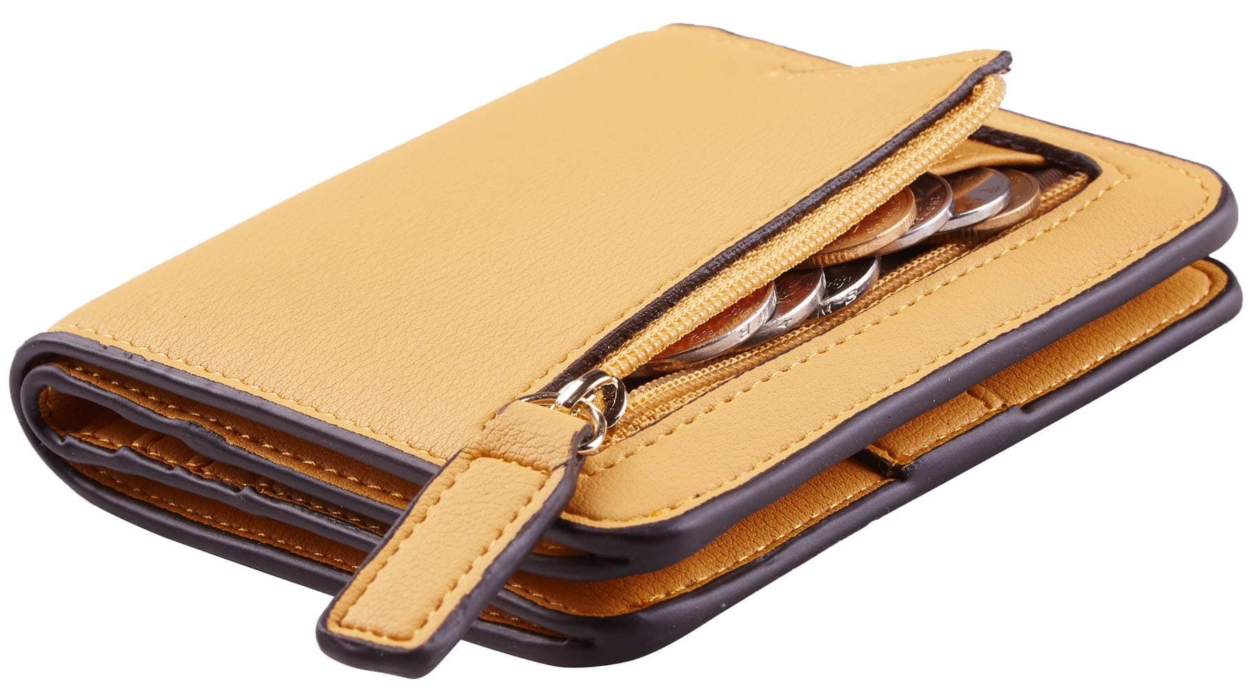 Toughergun Women’s Small Slim Leather Wallet with RFID Protection, Compact Bifold Mini Purse with Clear ID Window