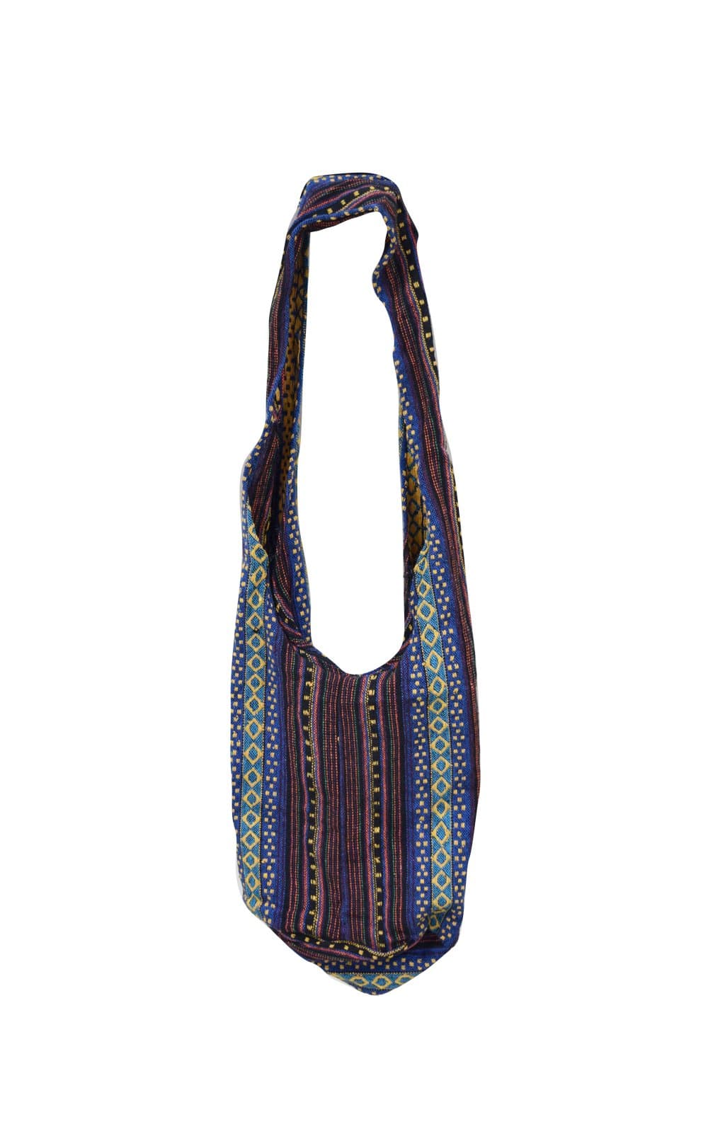 Thai Hippie Hobo sling crossbody bag Purse Original Thai cotton handmade Gypsy Boho Messenger Outdoor Travel School Laptop Bag(Blue-Brown)