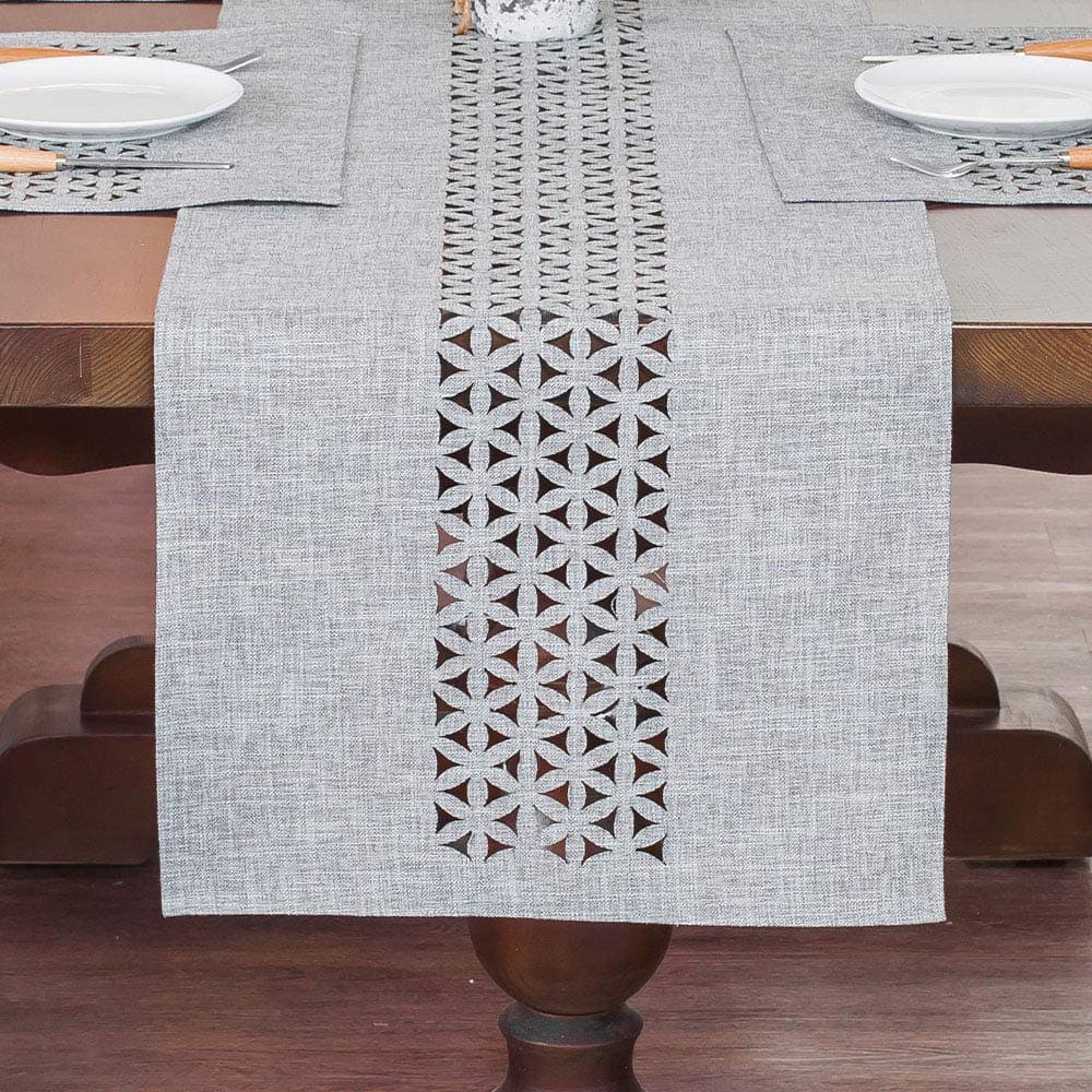 Rectangle Table Runners Fabric Home Gary Table Runner with Well-Trimmed Edge for Picnics Indoor and Outdoor Dining Holiday Long Tables (Gray, 16 x 70 Inch)