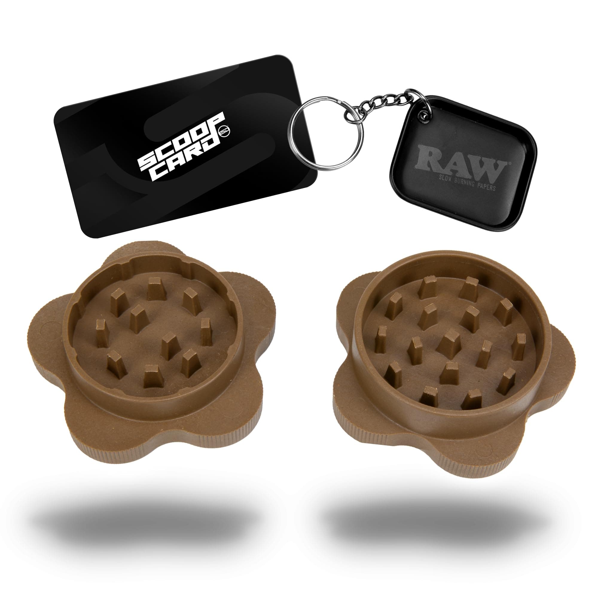 Gripper Grinder - Spice Mill - Medium Grind V2 + RAW Tiny Matte Black Murder'd Tray Keychain - Unique Collectible