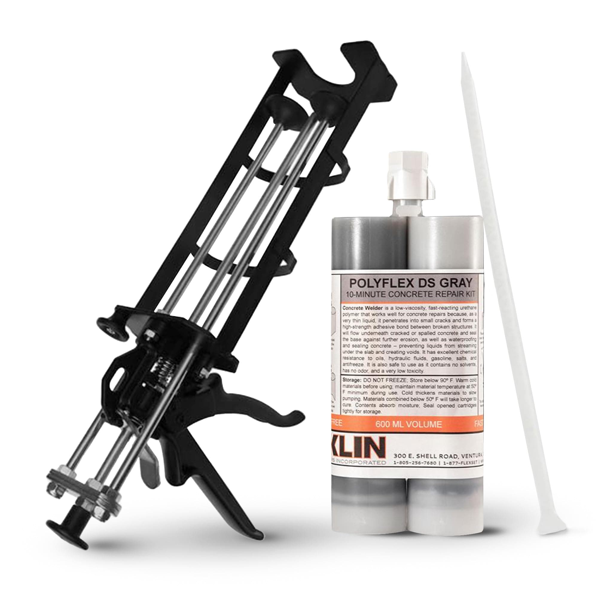 - Roklin Systems, Inc. - Polyflex DS Asphalt Crack Sealer, Quick-Drying Concrete Crack Filler Repair Kit with Cartridge Plus Gun for Pavement Maintenance and Home Improvement, 21 oz, Gray