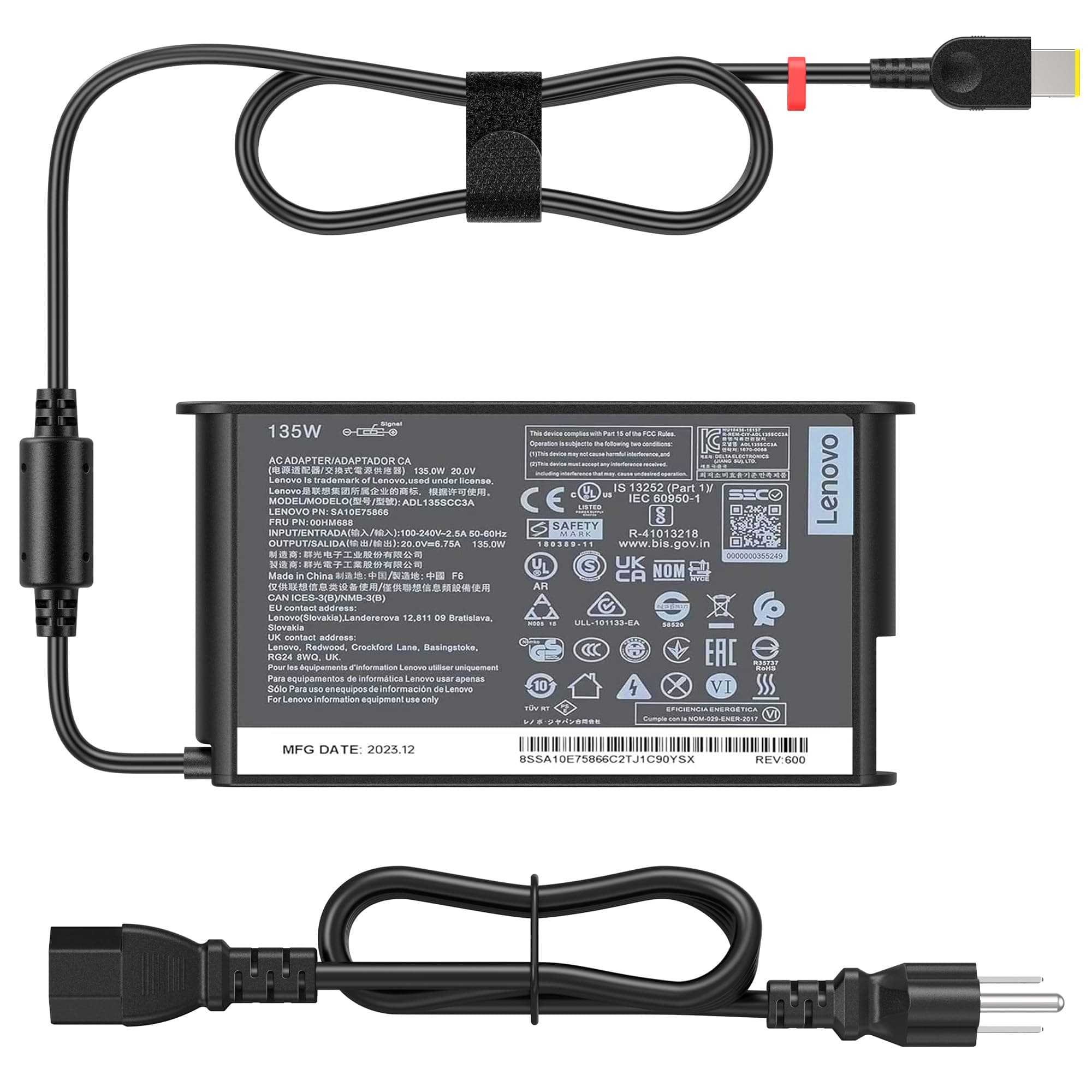 135W Silm charger for Lenovo ThinkPad TT440p T450p T460p T540 T540p T550P W510 W540,20V/ 6.7A AC Adapter for Lenovo IdeaPad Y40-70 Y50-70 Y70-70 Y520-15 Y700-15ISK Legion Y520 Y530 ADL135NDC3A