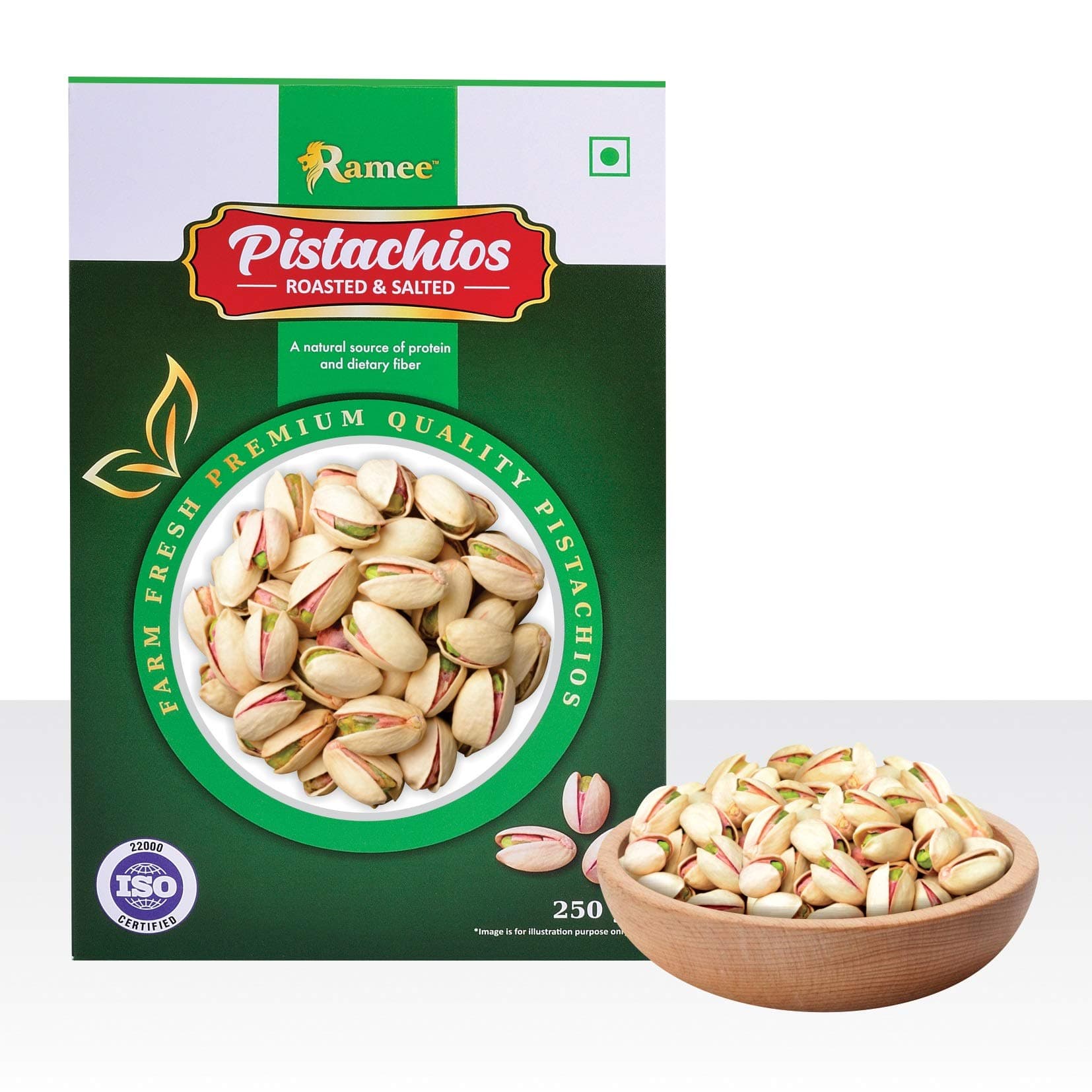 Ramee's Roasted & Salted Pistachios, 250 Grams Box
