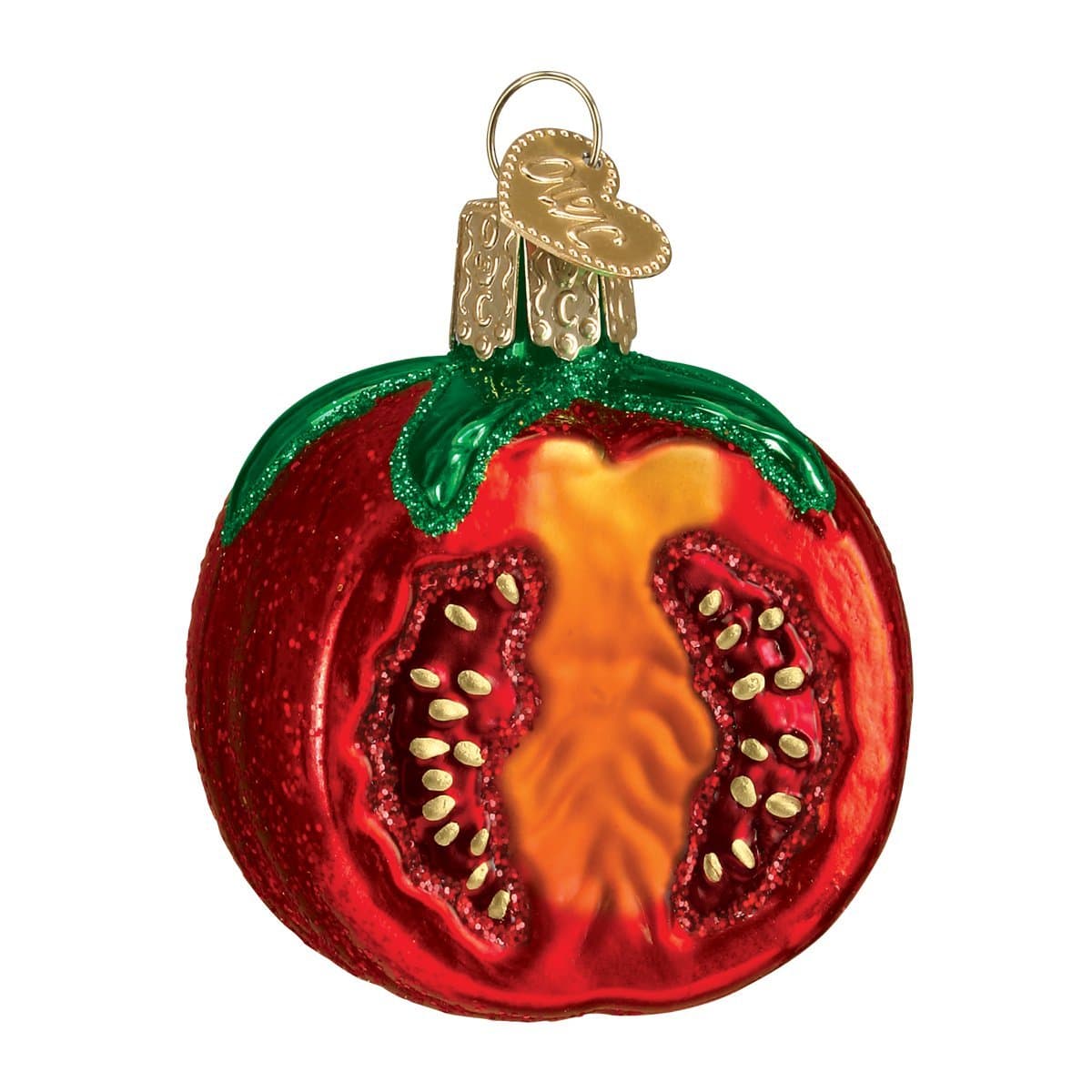 Old World Christmas Garden Tomato Glass Blown Ornament for Christmas Tree, Handcrafted Holiday Decoration, Garden Collection
