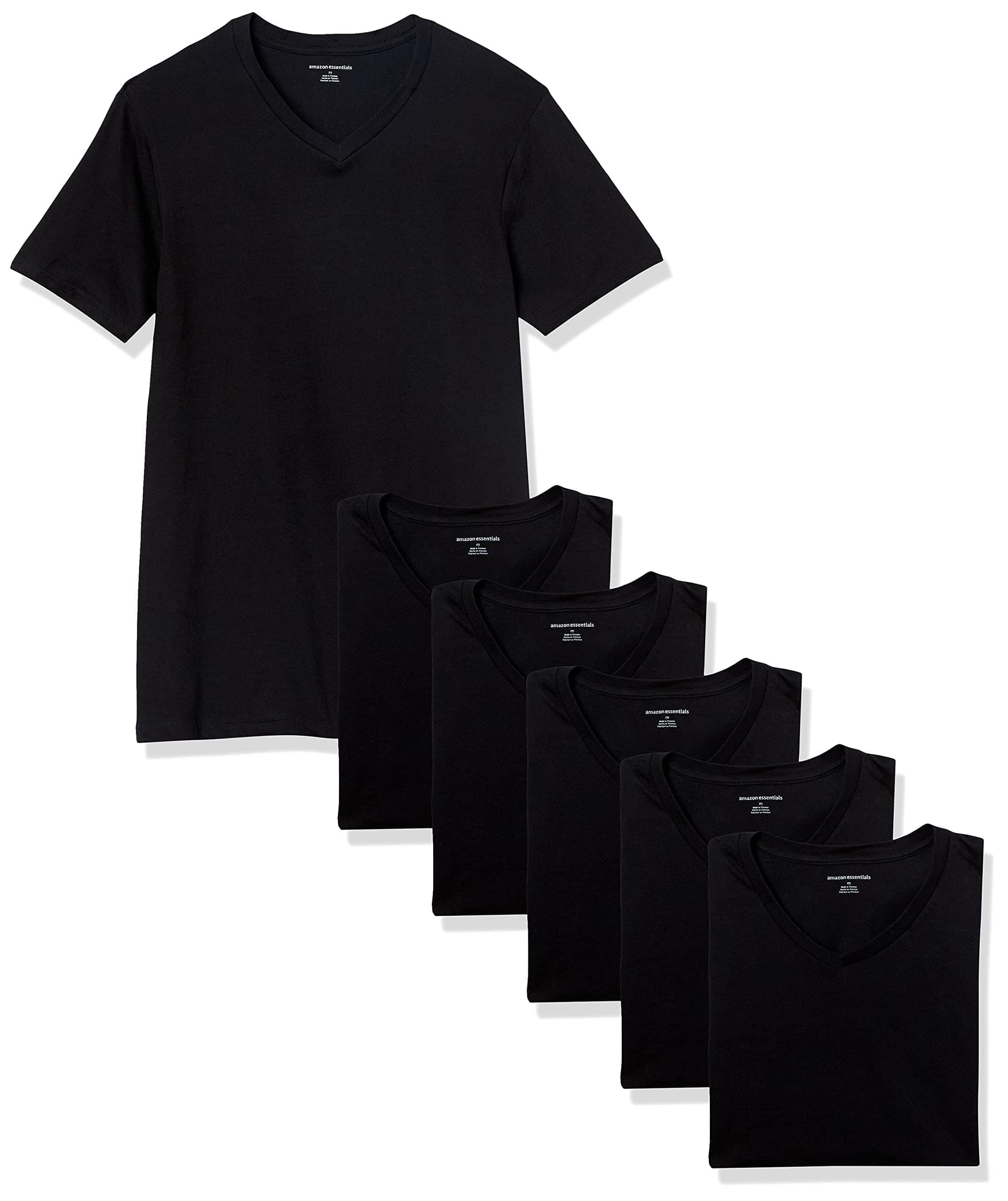 Men's V-Neck Undershirt, Breathable Cotton, Pack of 6