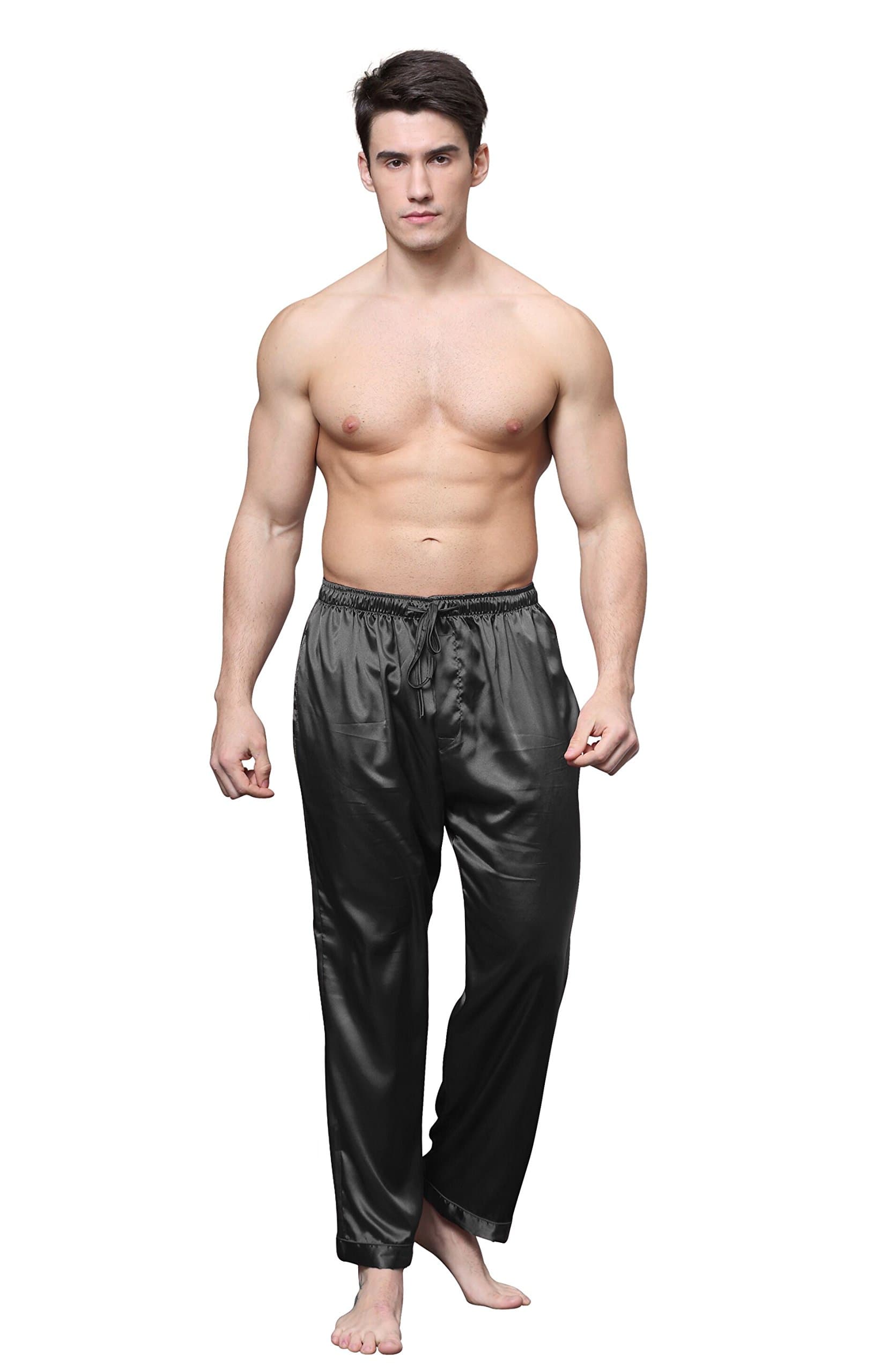 Tony & Candice Men's Satin Pajama Pants Long PJ Bottoms