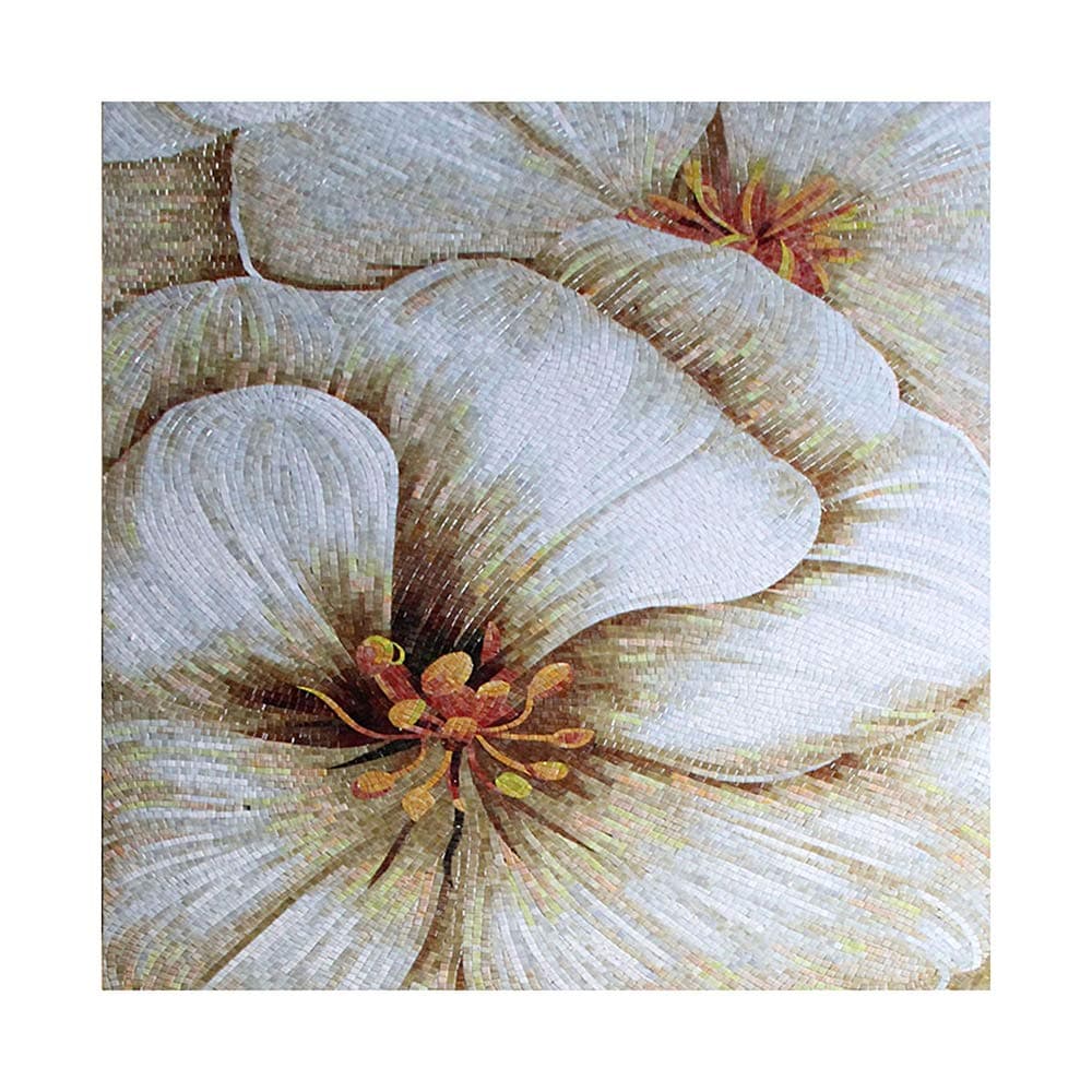 TST Mosaic Mural Customize Hand Made Jade Glass Beautiful White Flower Art Home Hotel Wall Floor Shower Pool Decor Mosaic Picture TSTBSM014