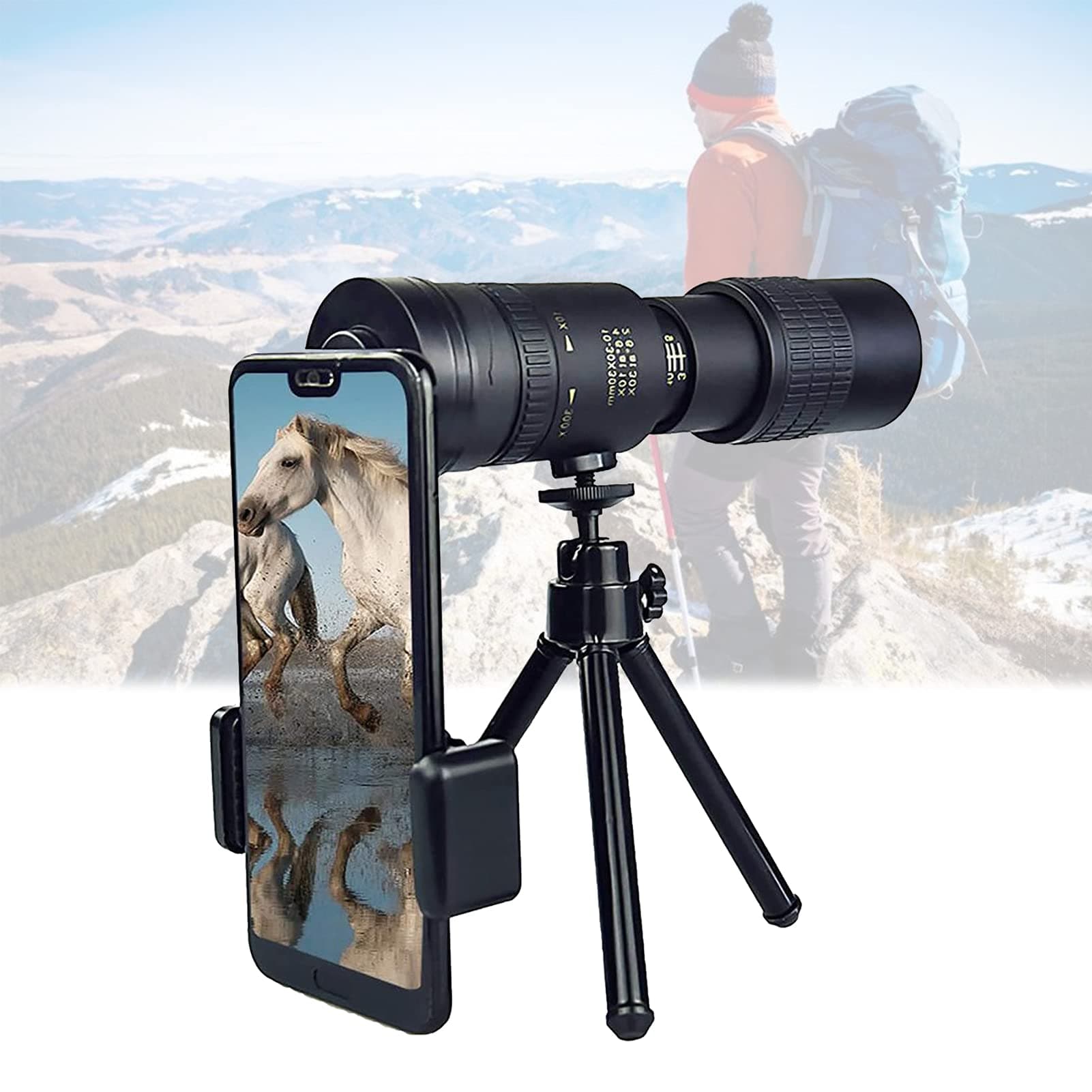 Arctic P9 Military Telescope - 4K 10-300X40mm, Super Telephoto Zoom Monocular Telescope, HD BAK4 Prism Waterproof Phone Telescope with Smartphone Holder&Tripod